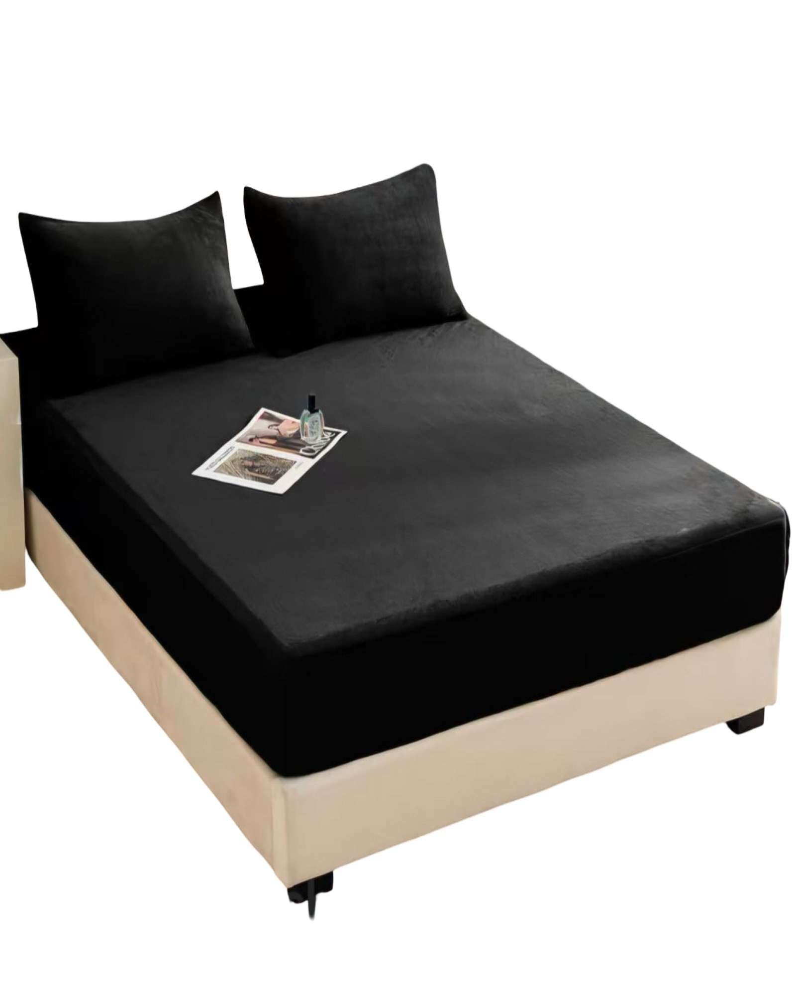 CUBRE COLCHON IMPERMEABLE PLUSH - NEGRO - KING PLAZAS - 1
