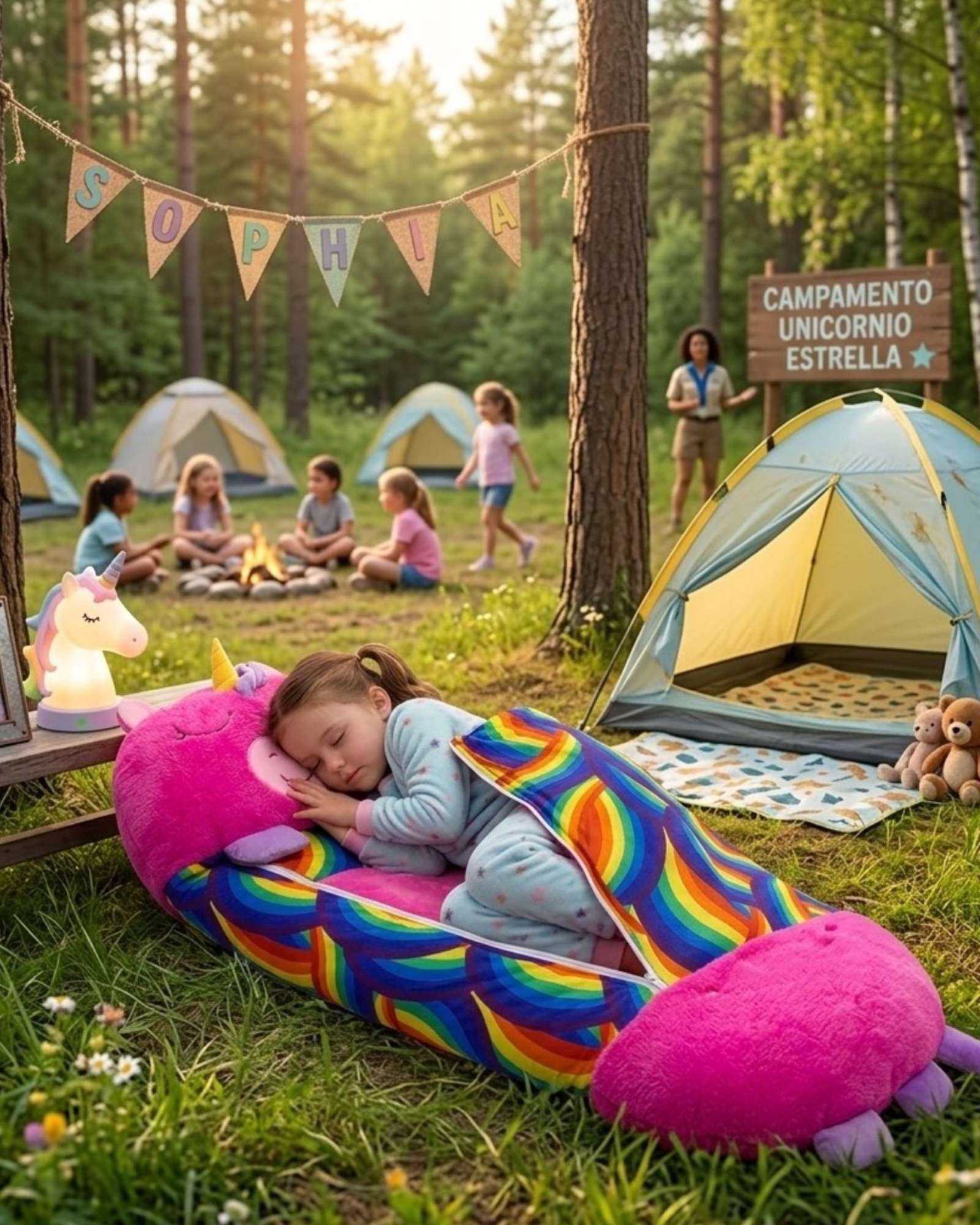 SACO PARA DORMIR PARA NIÑO O NIÑA UNICORNIO FUCSIA - 2