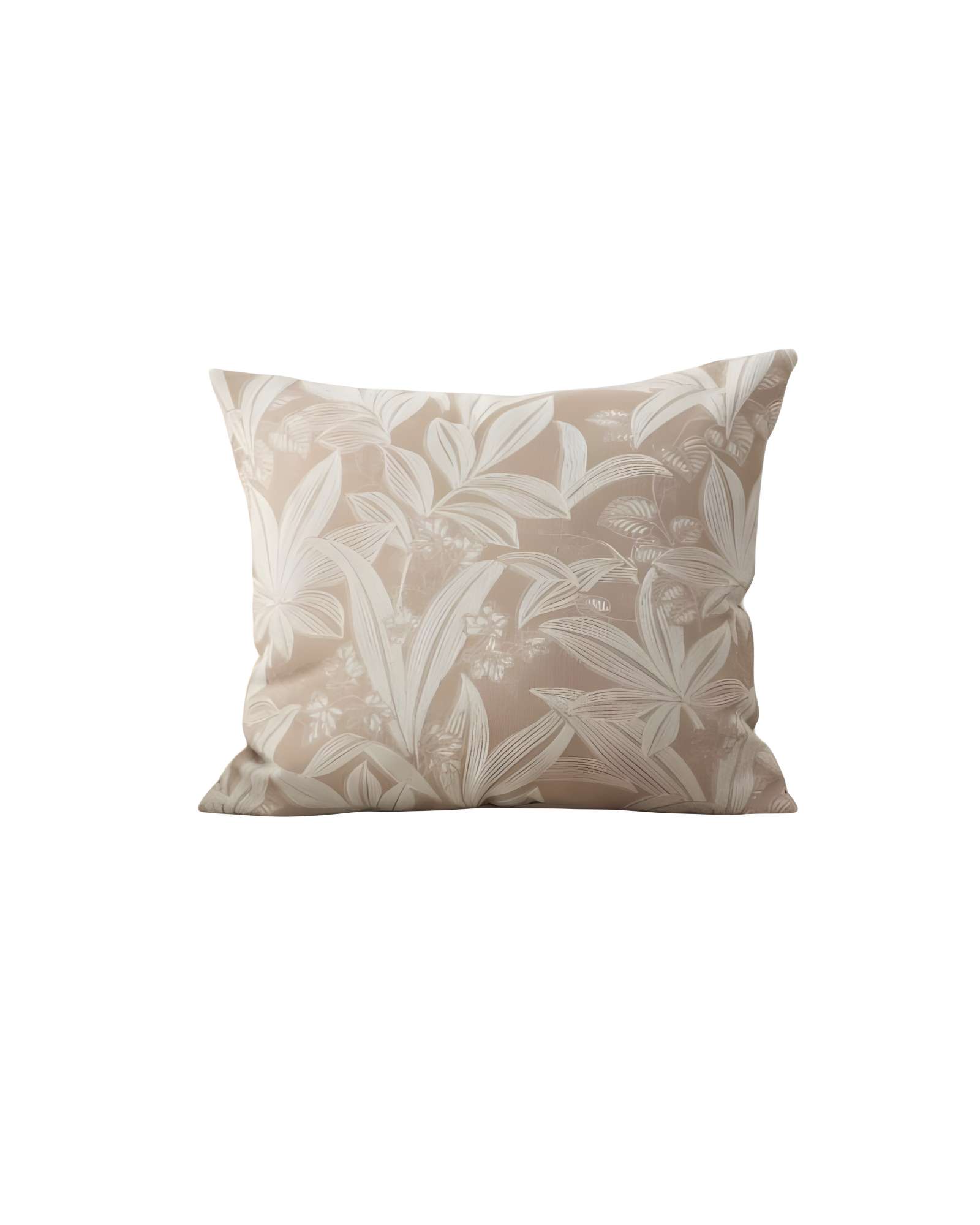 JUEGO DE 4 FUNDAS PELUDAS DE HOJAS 45X45 BEIGE - 1