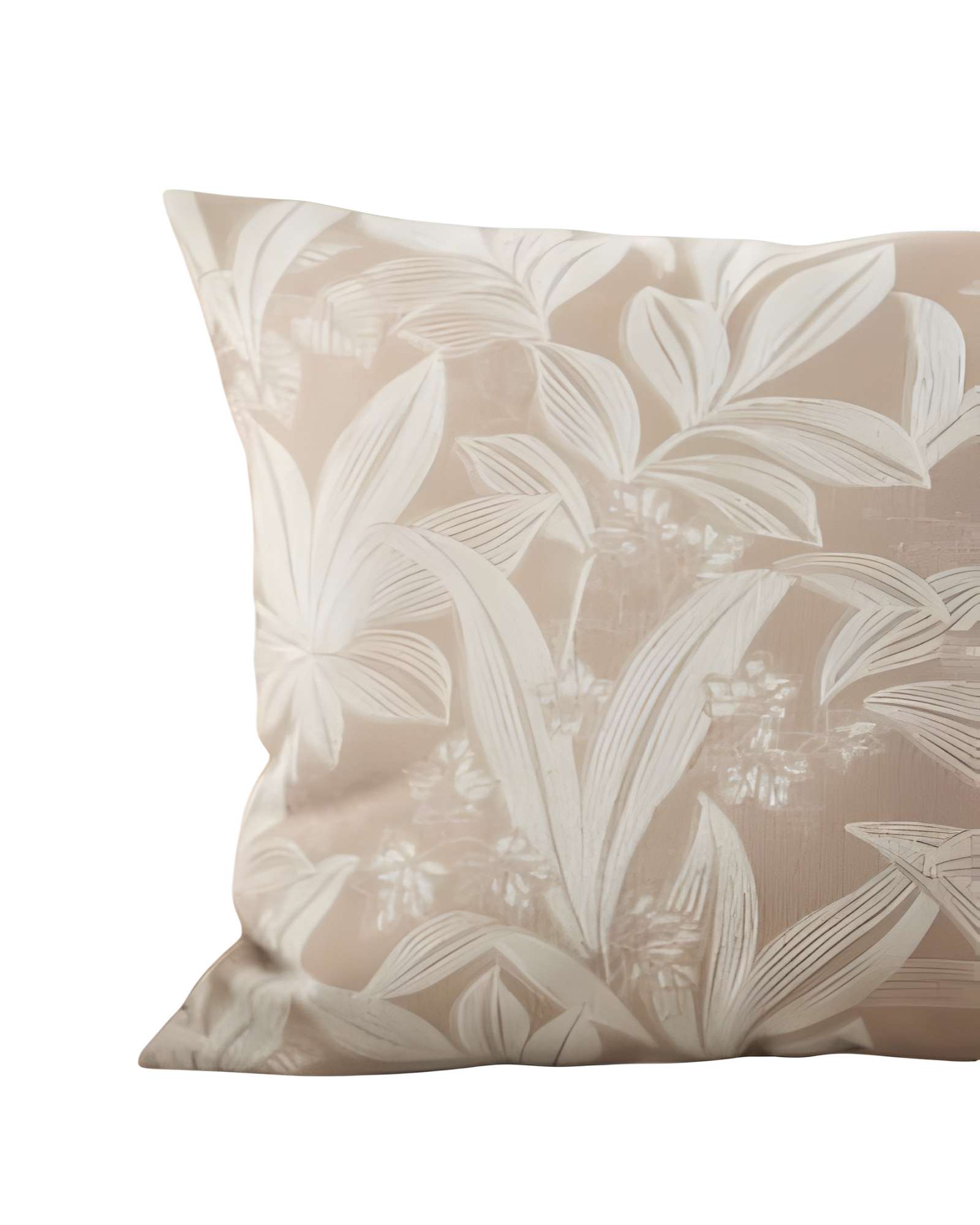 JUEGO DE 4 FUNDAS PELUDAS DE HOJAS 45X45 BEIGE - 2