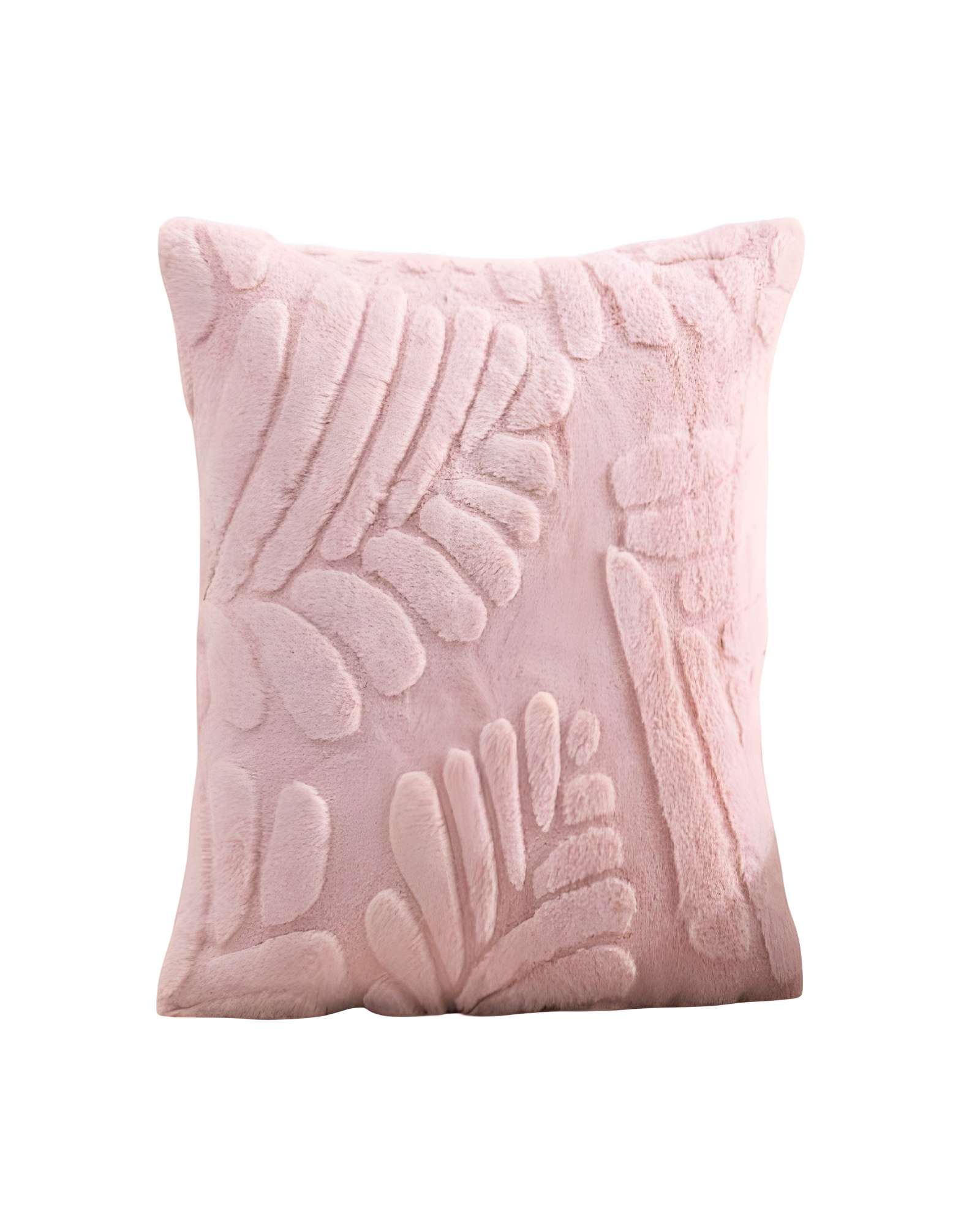 JUEGO DE 2 FUNDAS PELUDAS DE HOJA MODERNA 45X45 ROSA - 1