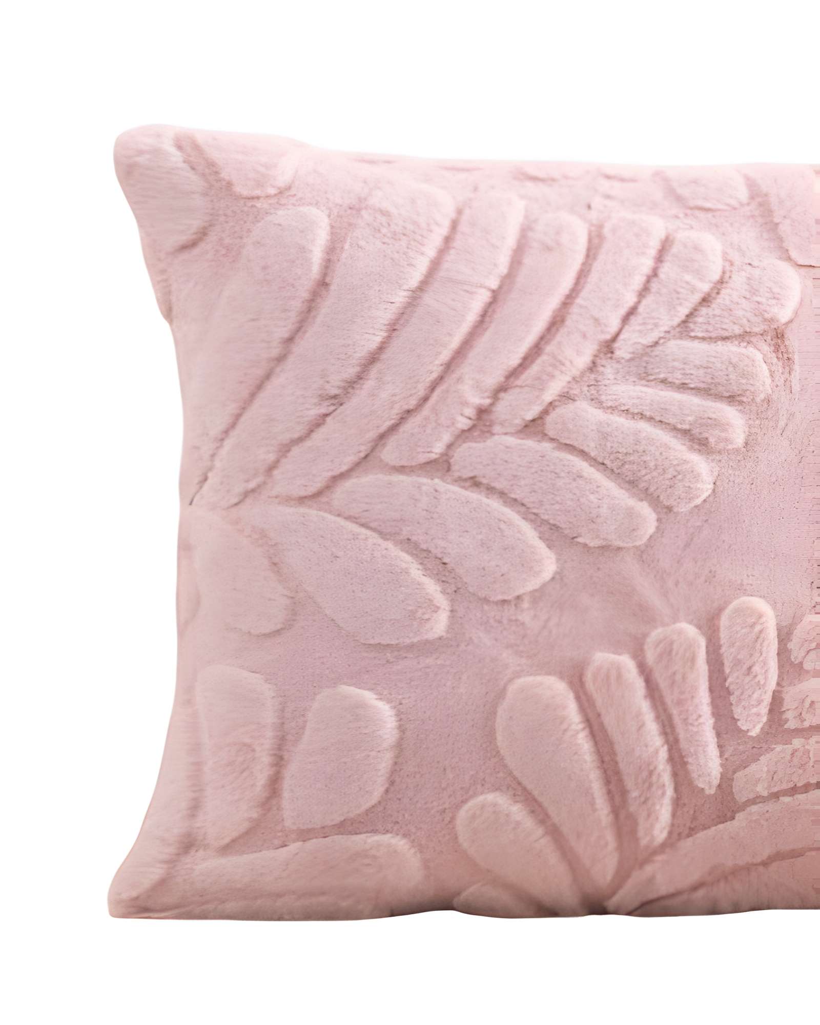 JUEGO DE 2 FUNDAS PELUDAS DE HOJA MODERNA 45X45 ROSA - 2