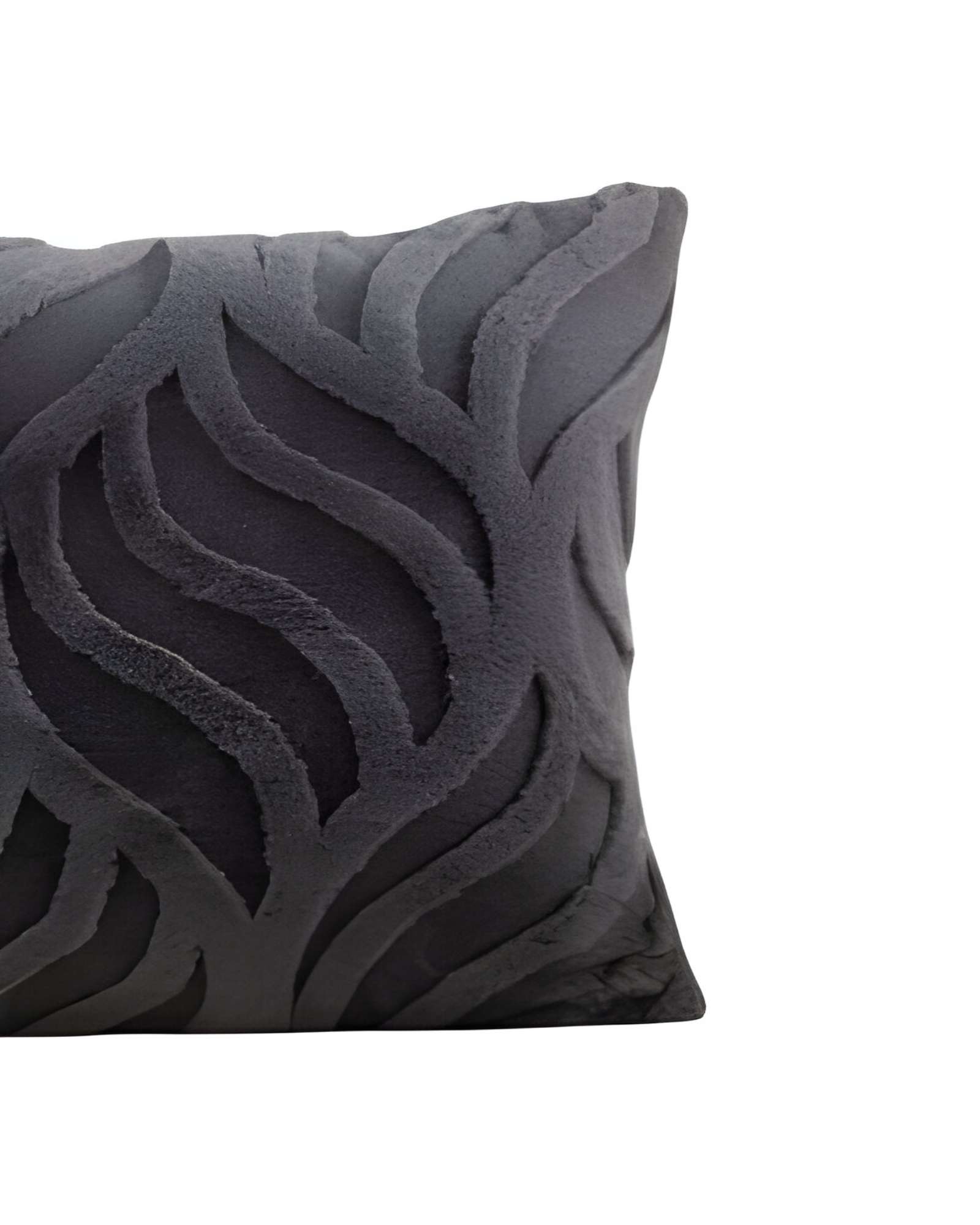 JUEGO DE 4 FUNDAS PELUDAS HOJA 45X45 NEGRO - 2