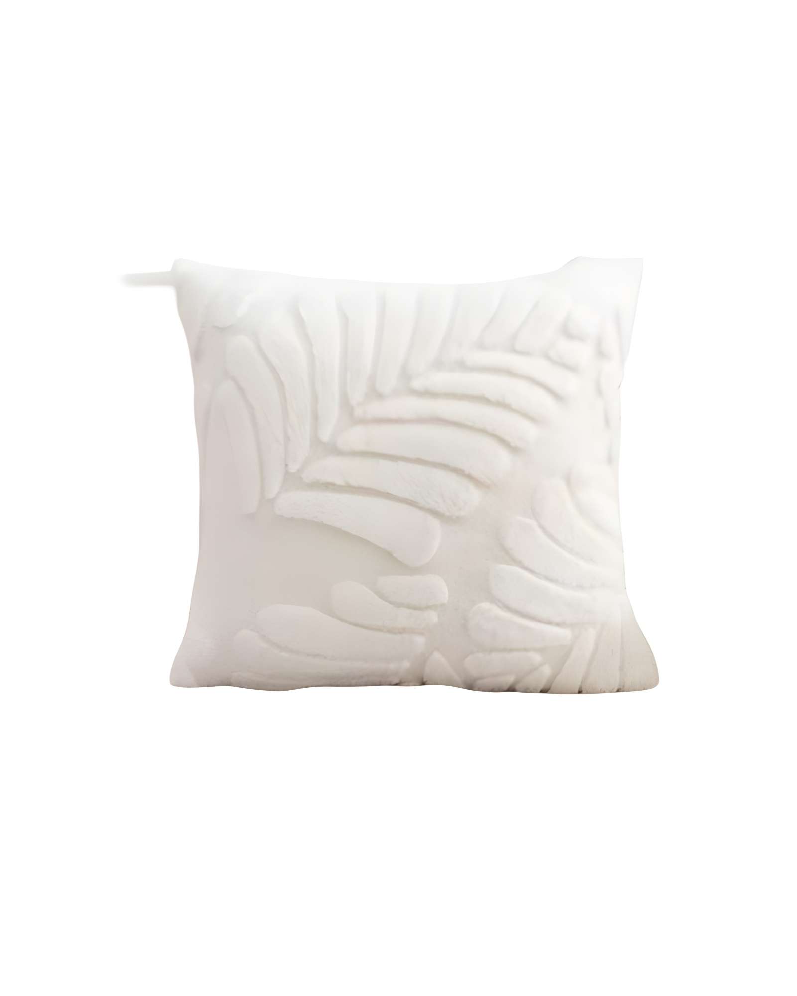 JUEGO DE 4 FUNDAS PELUDAS DE HOJA MODERNA 45X45 BLANCO - 1