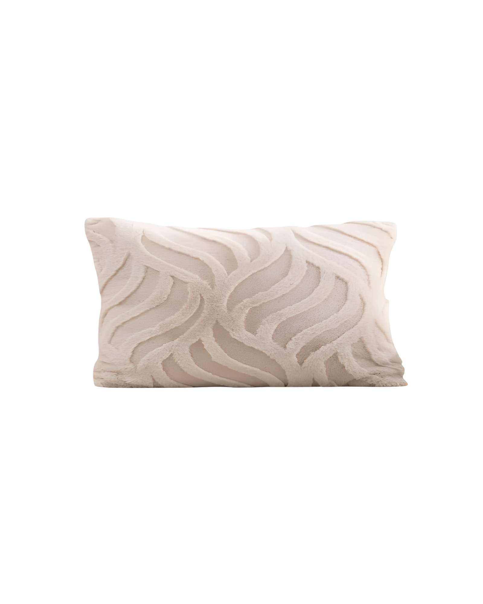 JUEGO DE 4 FUNDAS PELUDAS HOJA 45X45 BEIGE - 1