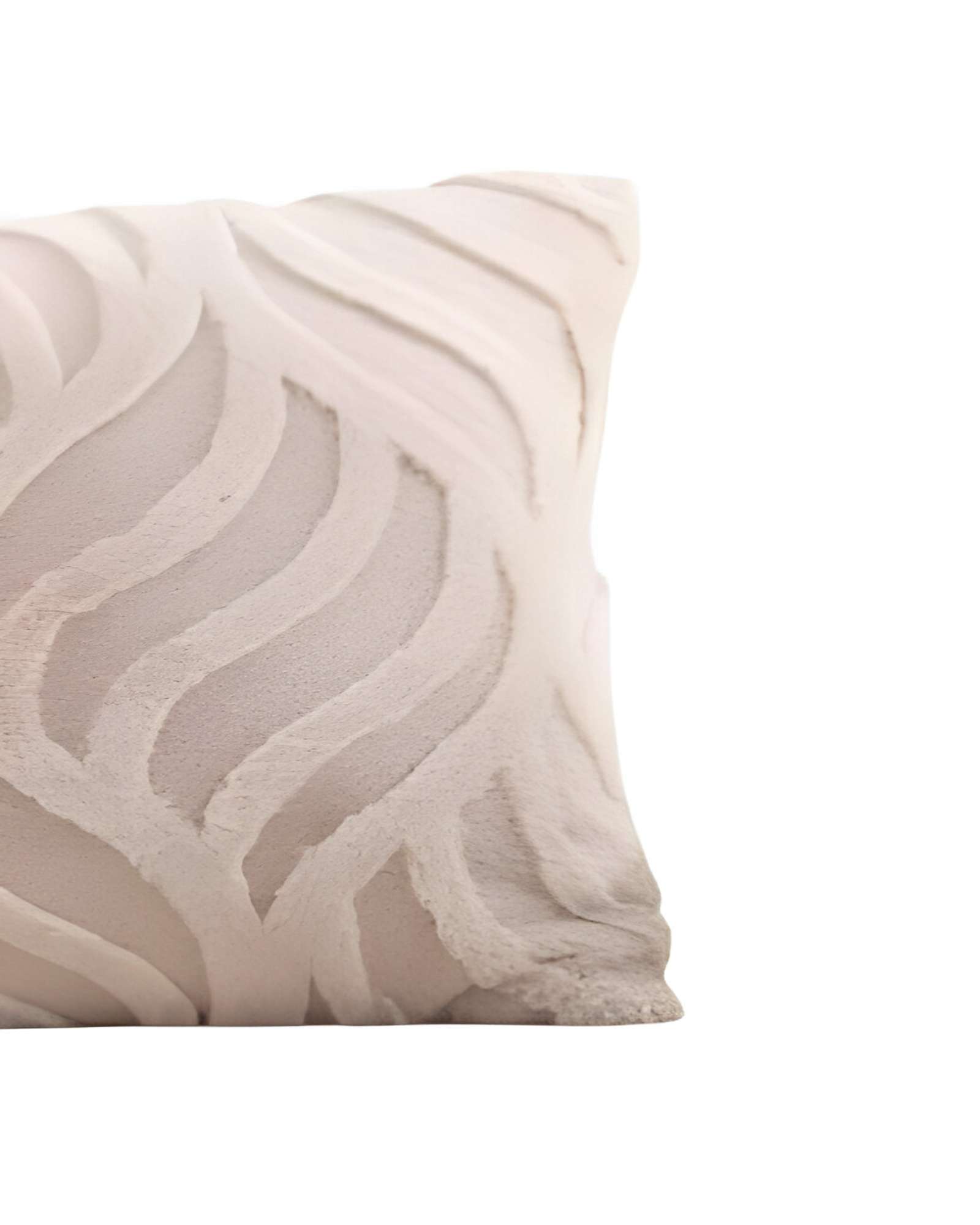 JUEGO DE 4 FUNDAS PELUDAS HOJA 45X45 BEIGE - 2