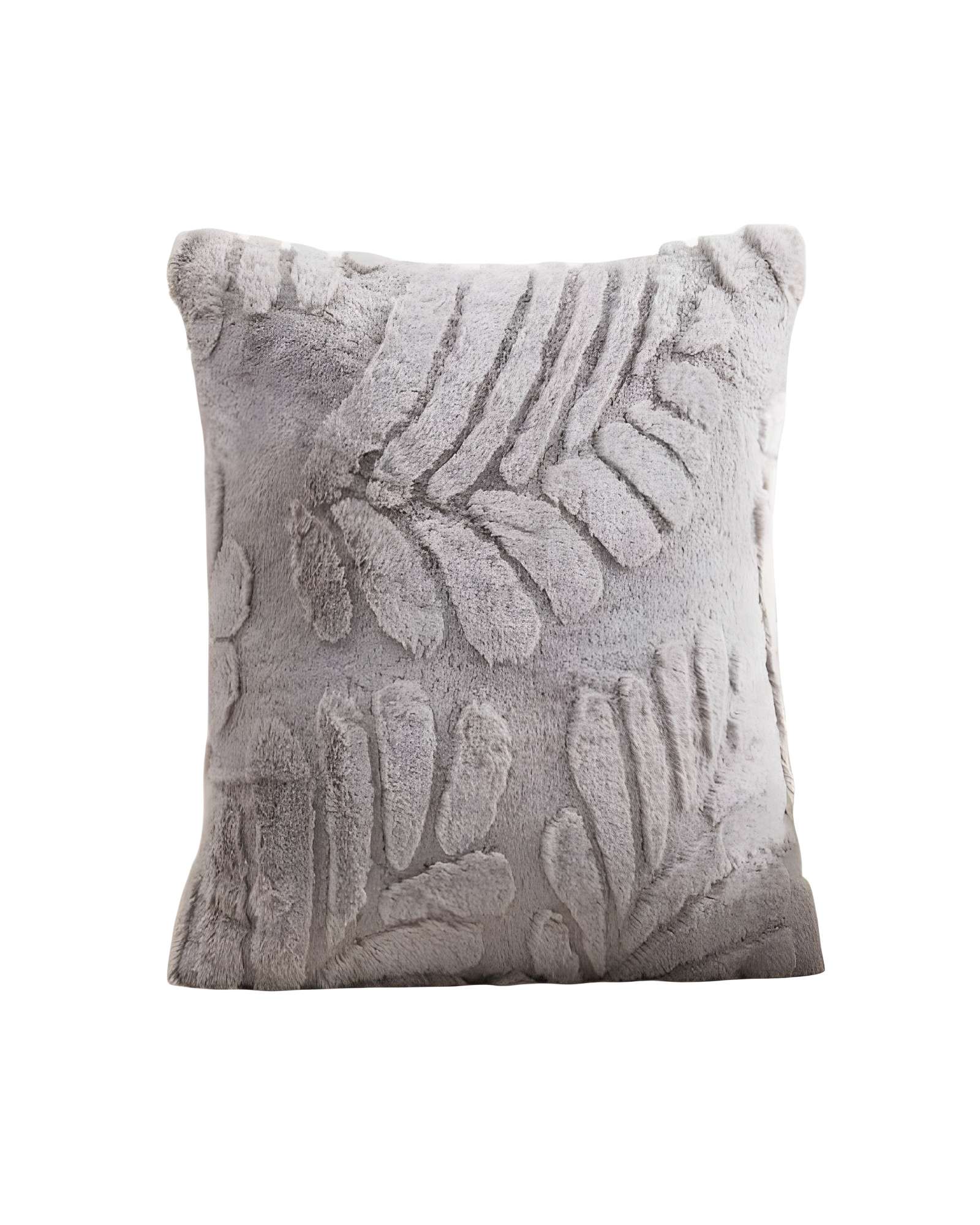 JUEGO DE 2 FUNDAS PELUDAS DE HOJA MODERNA 45X45 GRIS - 1