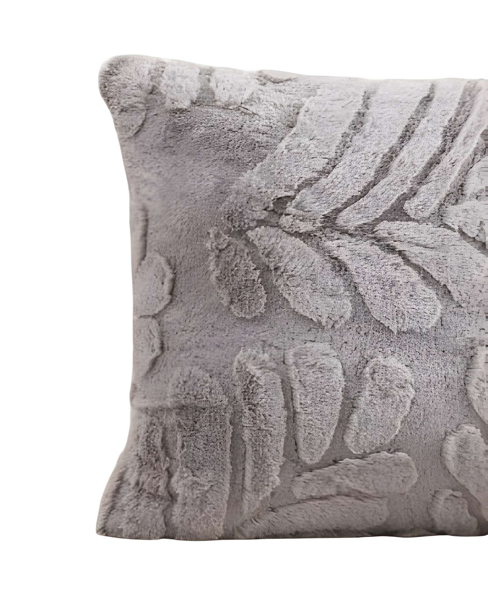 JUEGO DE 2 FUNDAS PELUDAS DE HOJA MODERNA 45X45 GRIS - 2