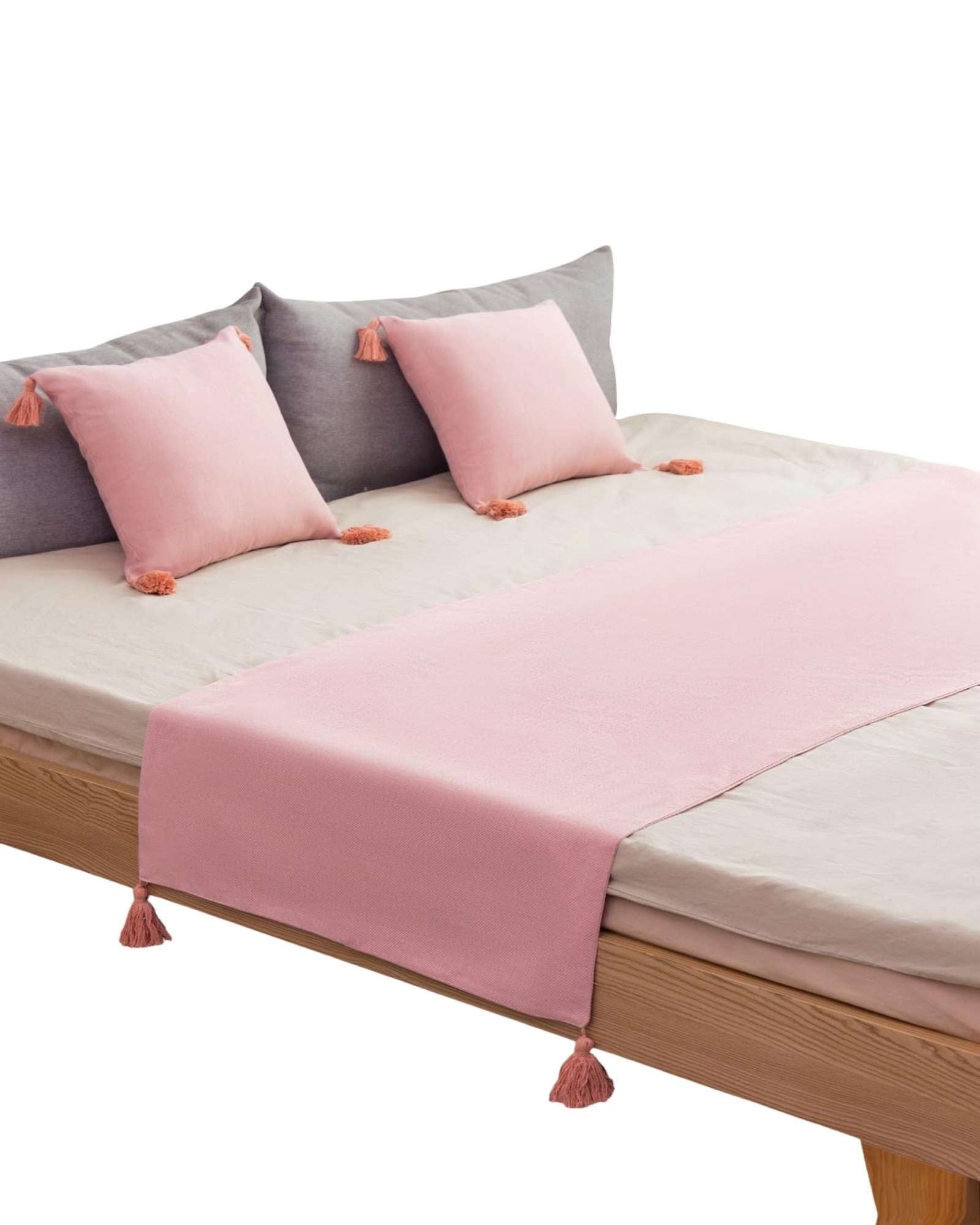 PIECERA SIN FUNDAS CON POMPONES ROSA - 1