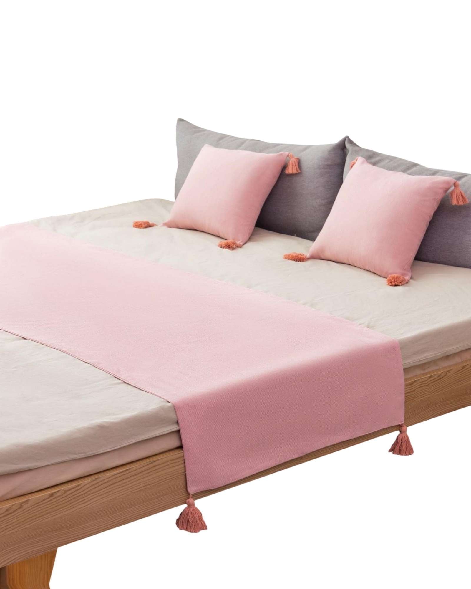 PIECERA SIN FUNDAS CON POMPONES ROSA - 3