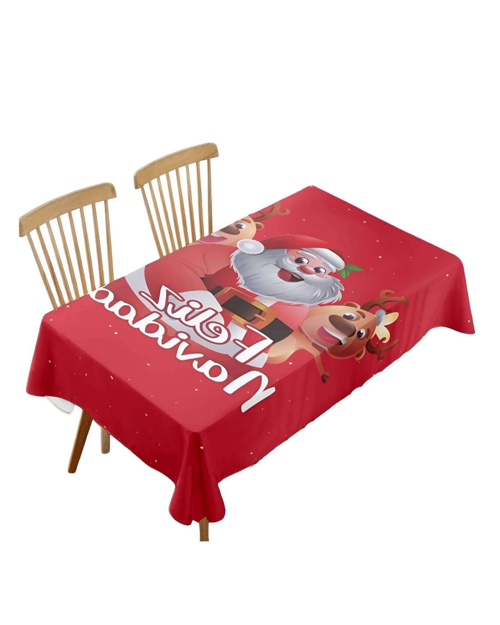 MANTEL DECORATIVO ANTIMANCHAS DISEÑO NAVIDAD 140X220 CM - 2