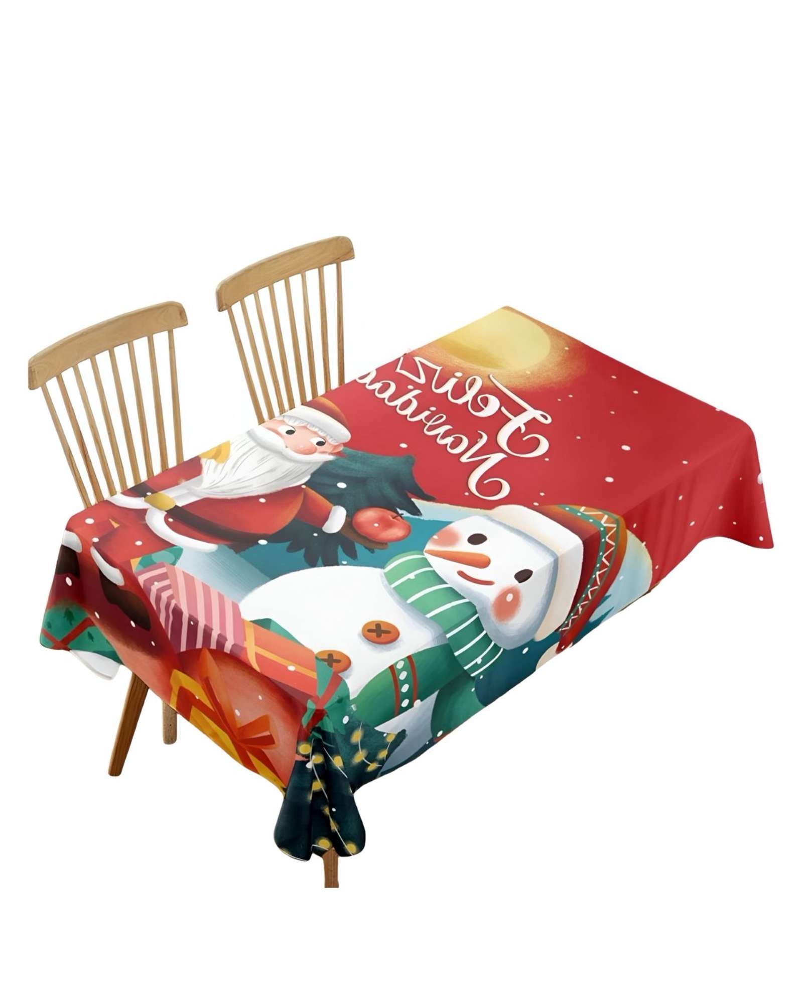 MANTEL DECORATIVO ANTIMANCHAS DISEÑO NAVIDAD 140X220 CM - 2