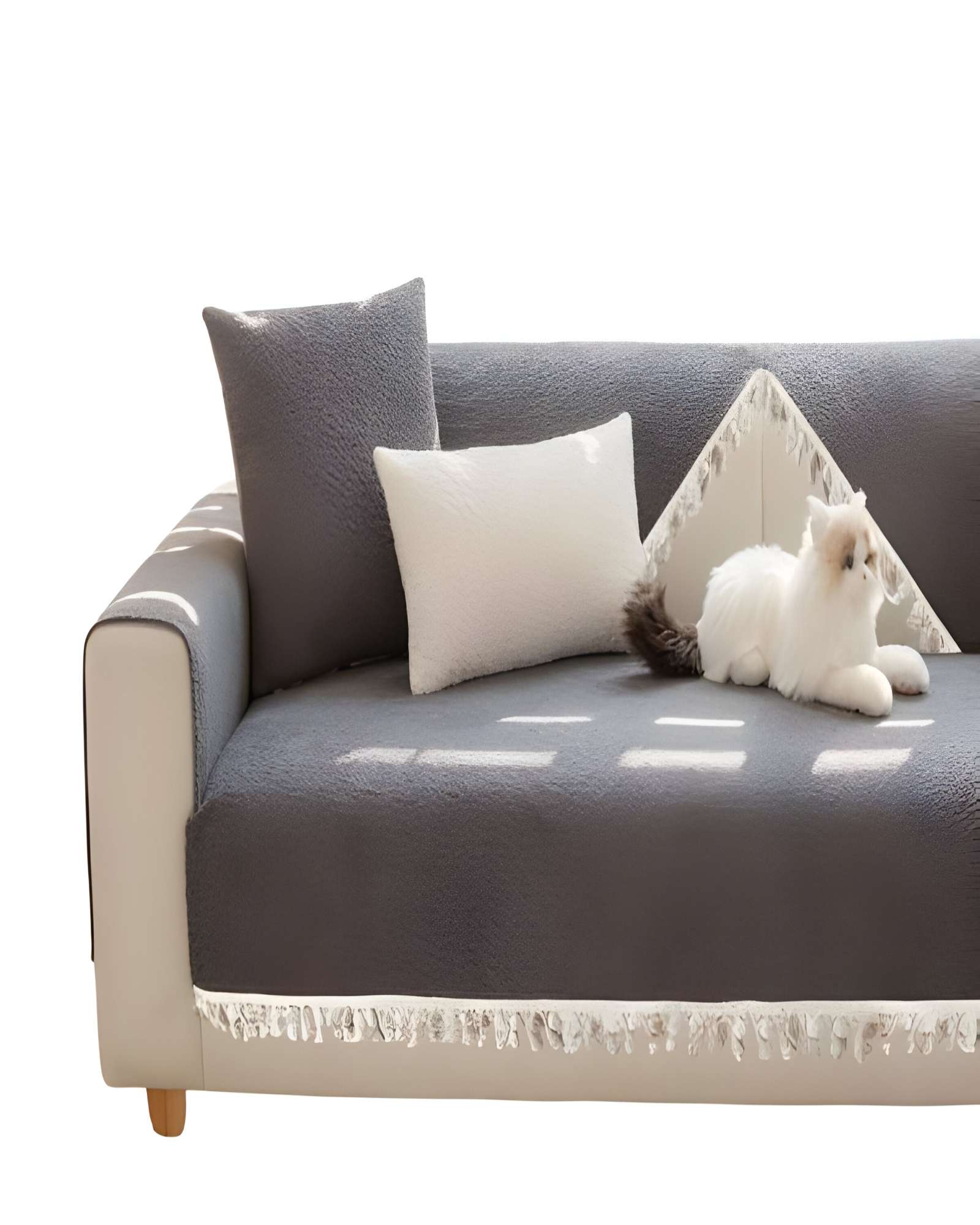 PACK DE 5 FUNDAS DE SILLON SOFA MAT CON FLECOS GRIS - 2