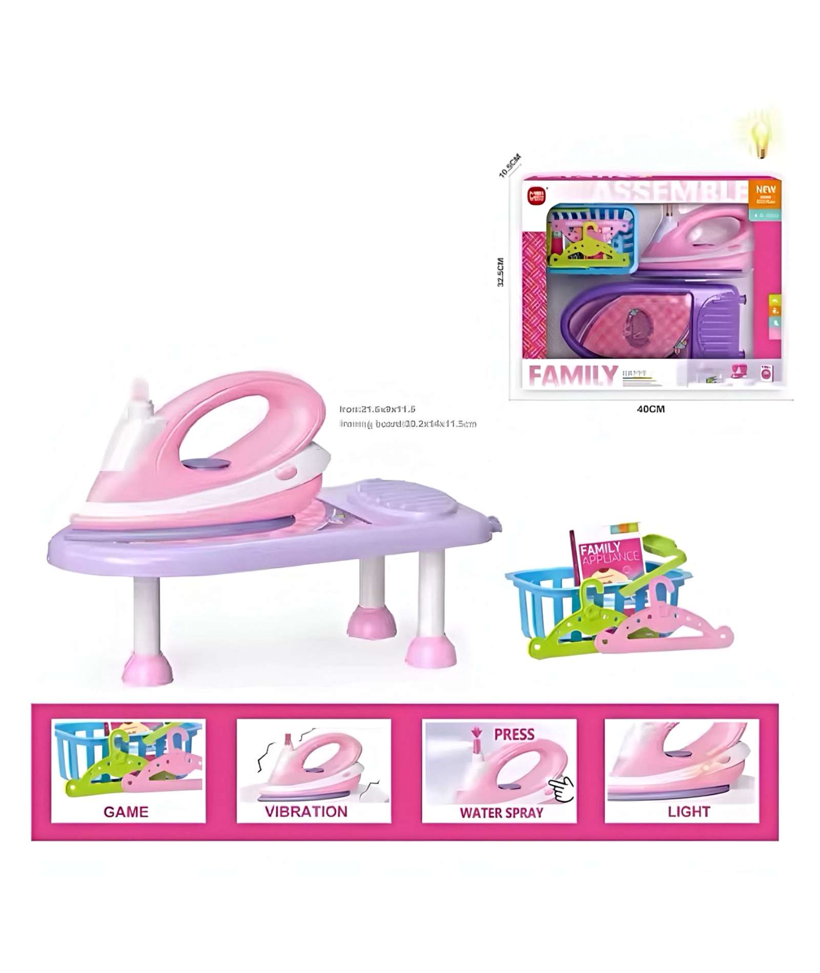JUGUETE PLANCHA DE ROPA CON LUZ Y SONIDO Y CON MESA - 4
