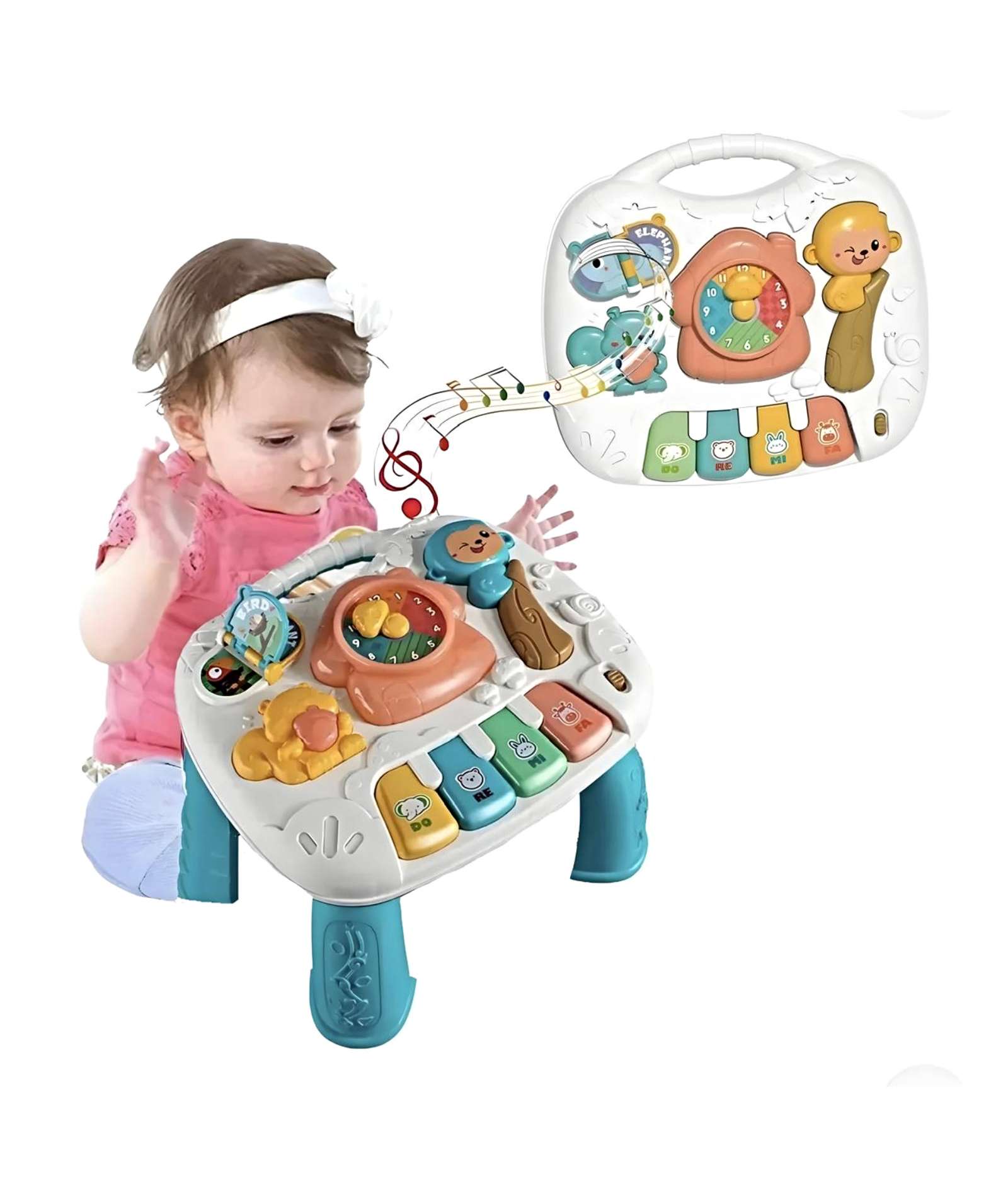 MESA INTERACTIVA PARA BEBE CON LUZ Y SONIDO VERDE - 1