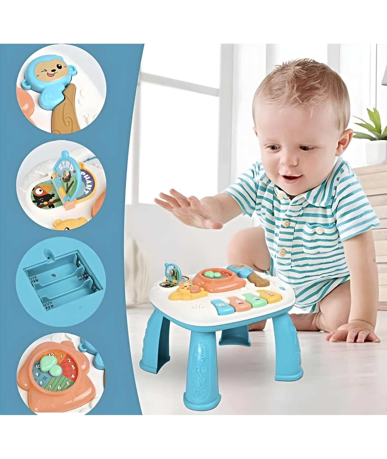 MESA INTERACTIVA PARA BEBE CON LUZ Y SONIDO VERDE - 4