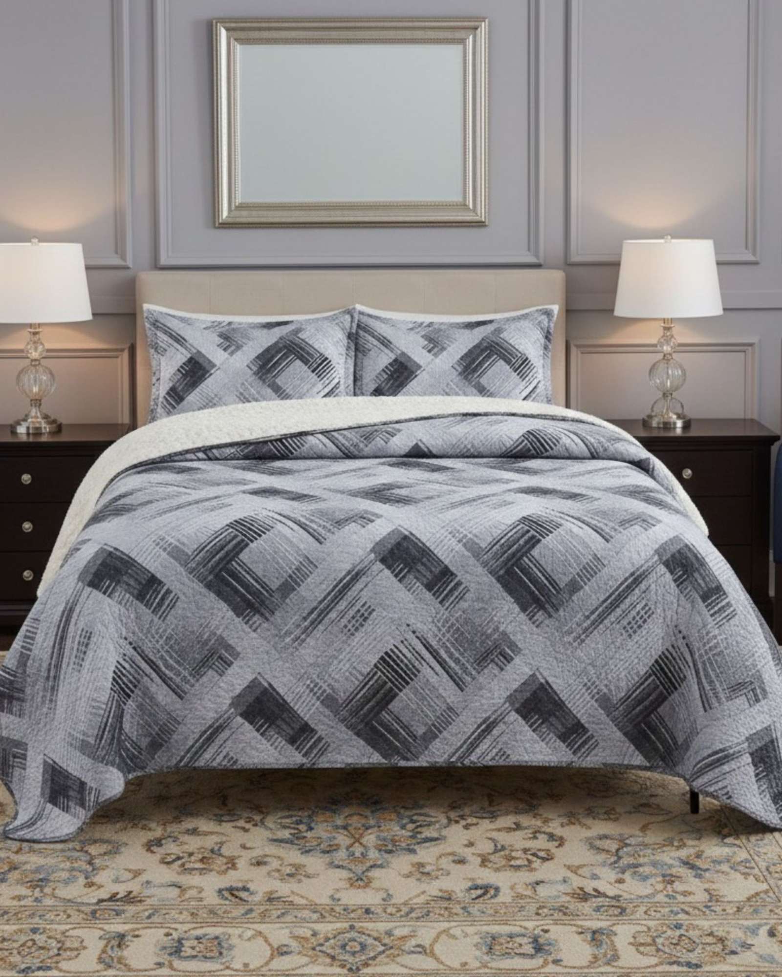 CUBRECAMA QUILT CON SHERPA 2 PLAZA 230 CM X 250 CM - 1