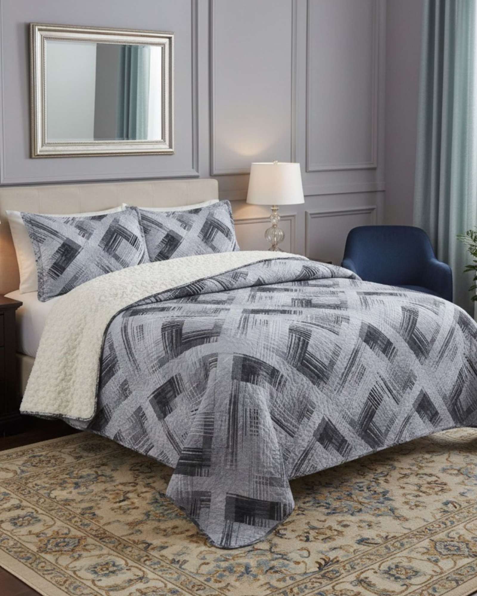 CUBRECAMA QUILT CON SHERPA 2 PLAZA 230 CM X 250 CM - 3
