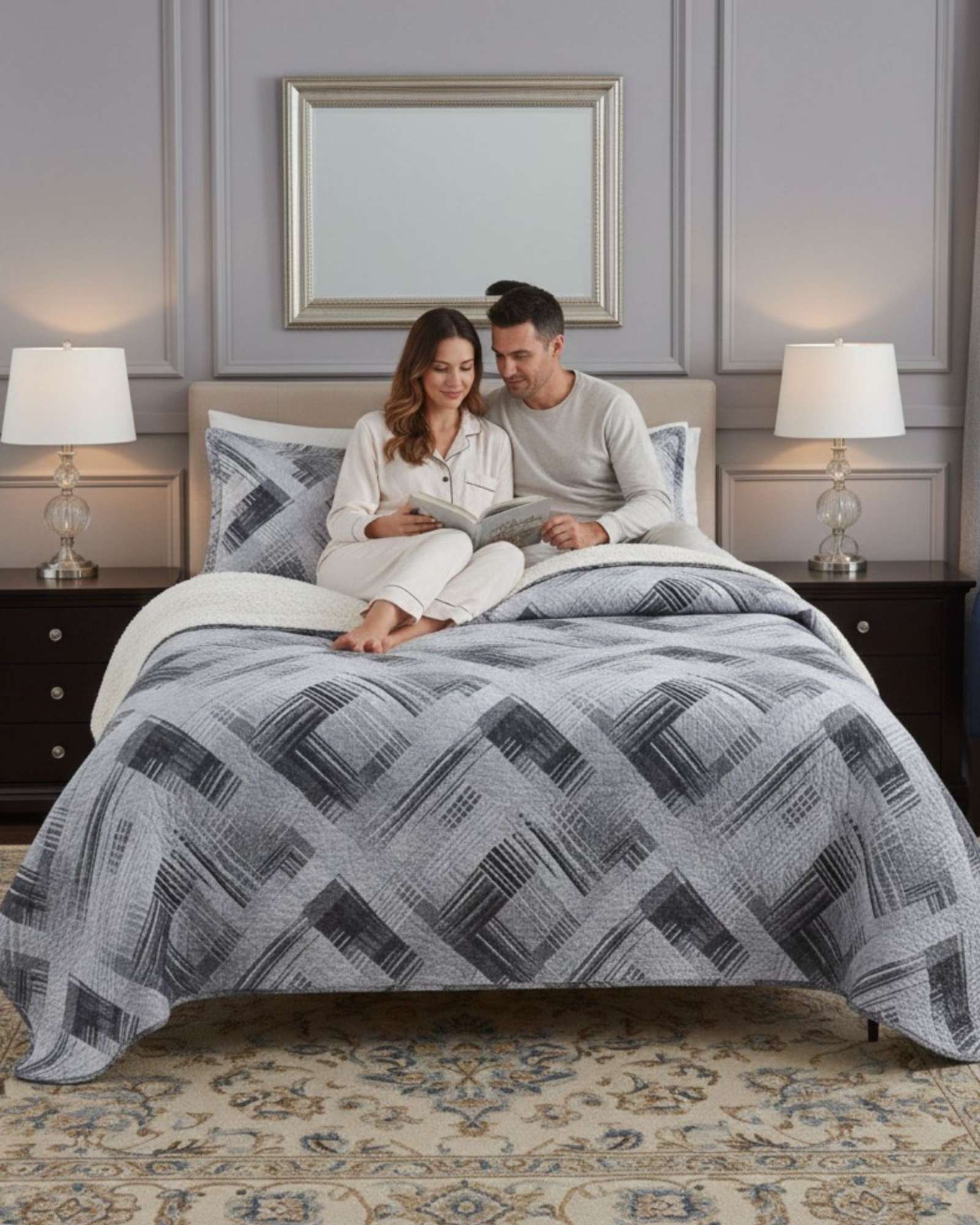 CUBRECAMA QUILT CON SHERPA 2 PLAZA 230 CM X 250 CM - 4