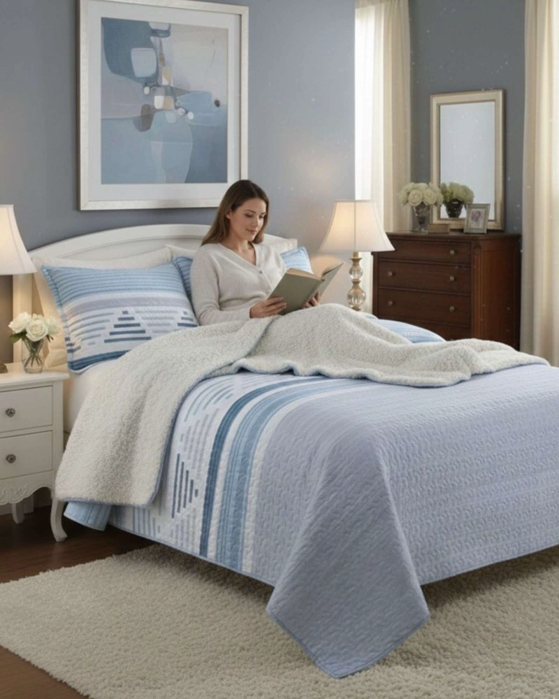 CUBRECAMA QUILT CON SHERPA 2 PLAZA 230 CM X 250 CM - 2