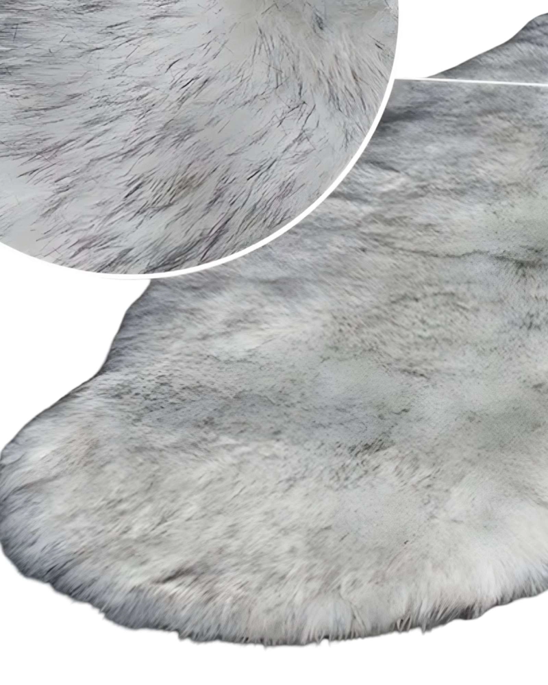 ALFOMBRAS DECORATIVAS IMITACION PIEL DE CONEJO BLANCO CON GRIS - 2