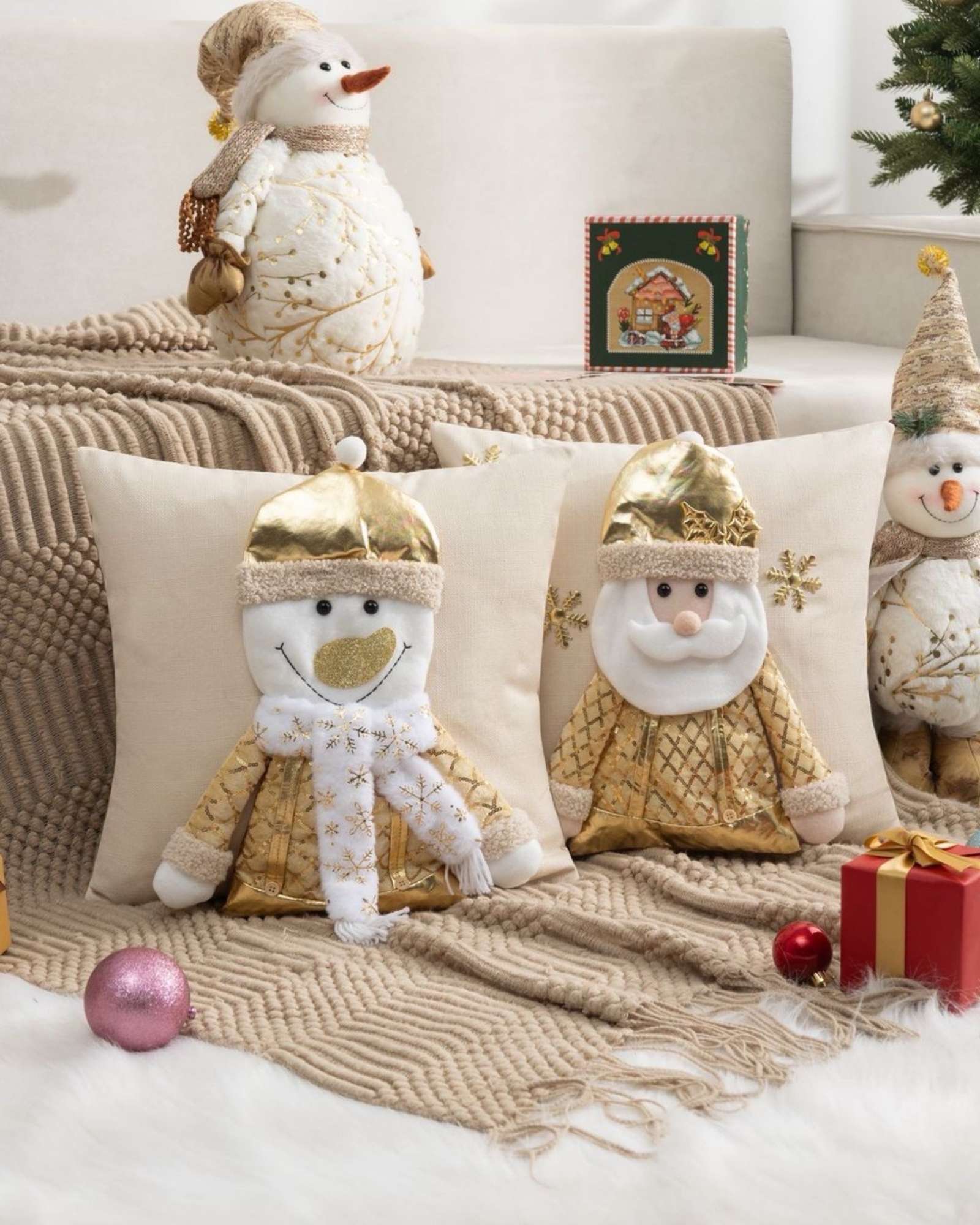 JUEGO DE 2 FUNDAS DE COJIN PARA NAVIDAD 3D   B16 - 4