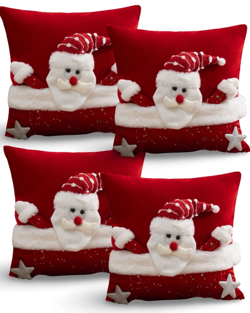 JUEGO DE 4 FUNDAS DE COJIN PARA NAVIDAD 3D   B22 - 2