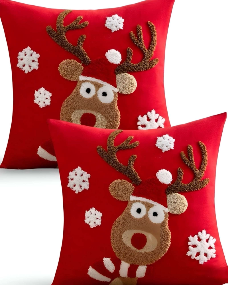 JUEGO DE 2 FUNDAS DE COJIN PARA NAVIDAD K19 - 2