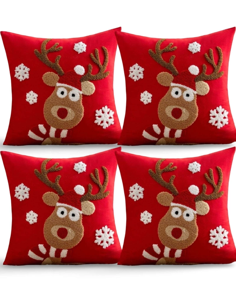 JUEGO DE 4 FUNDAS DE COJIN PARA NAVIDAD K18 - 1