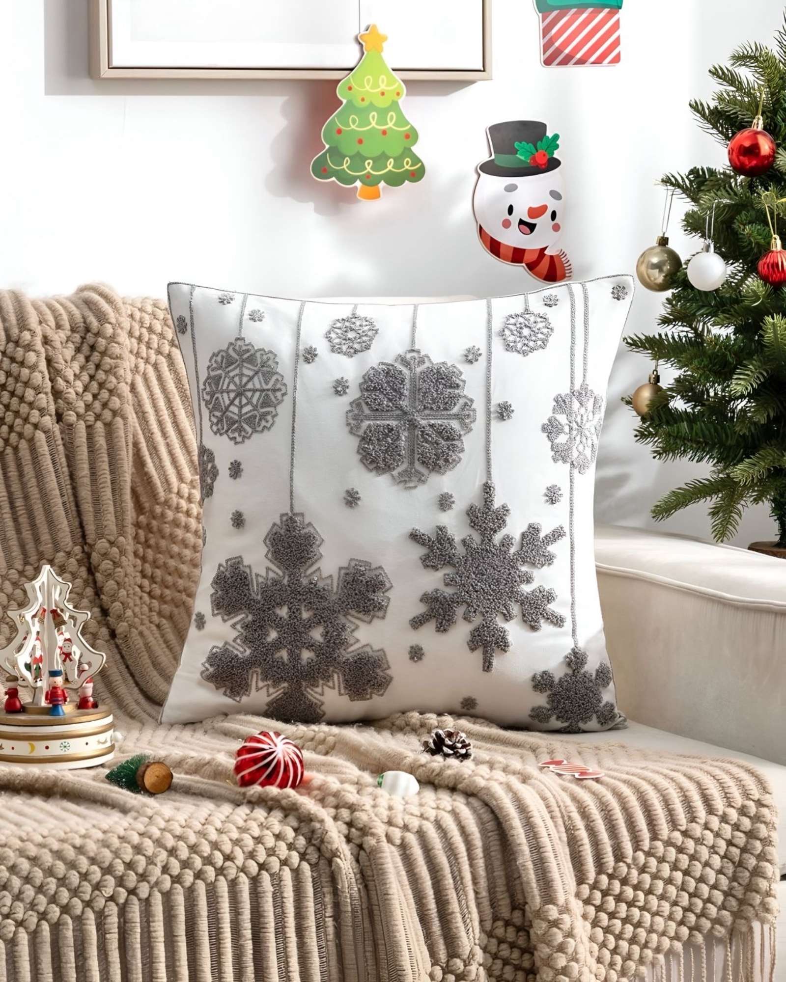 JUEGO DE 2 FUNDAS DE COJIN PARA NAVIDAD K20 - 4