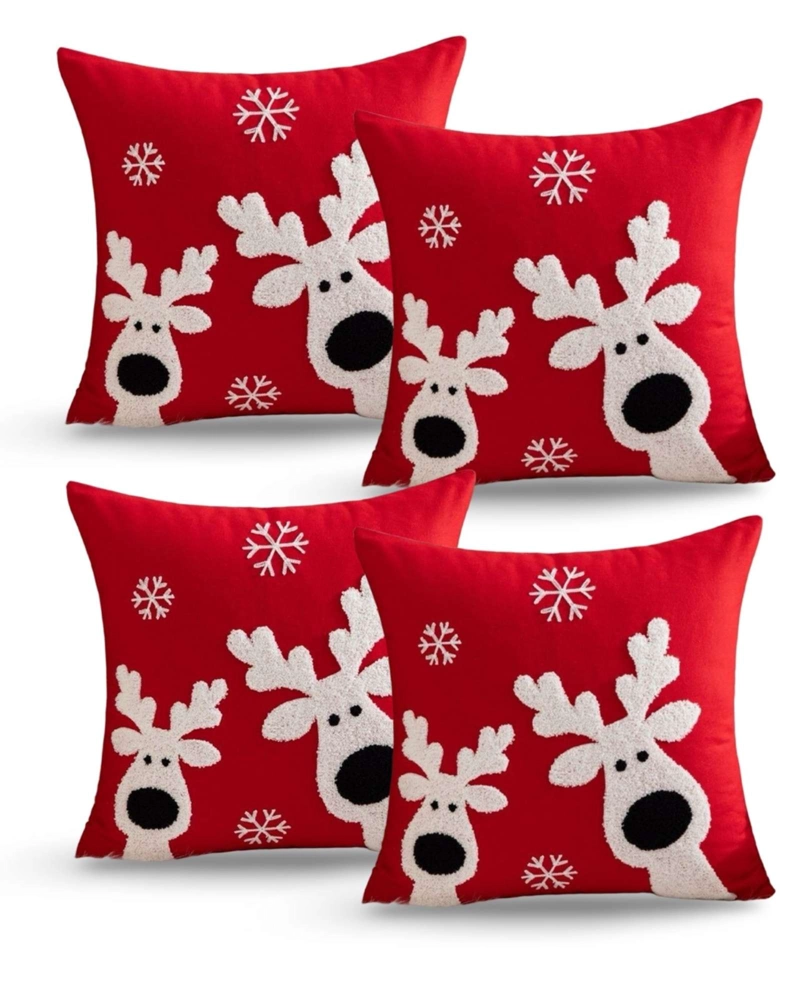 JUEGO DE 4 FUNDAS DE COJIN PARA NAVIDAD K8 - 1