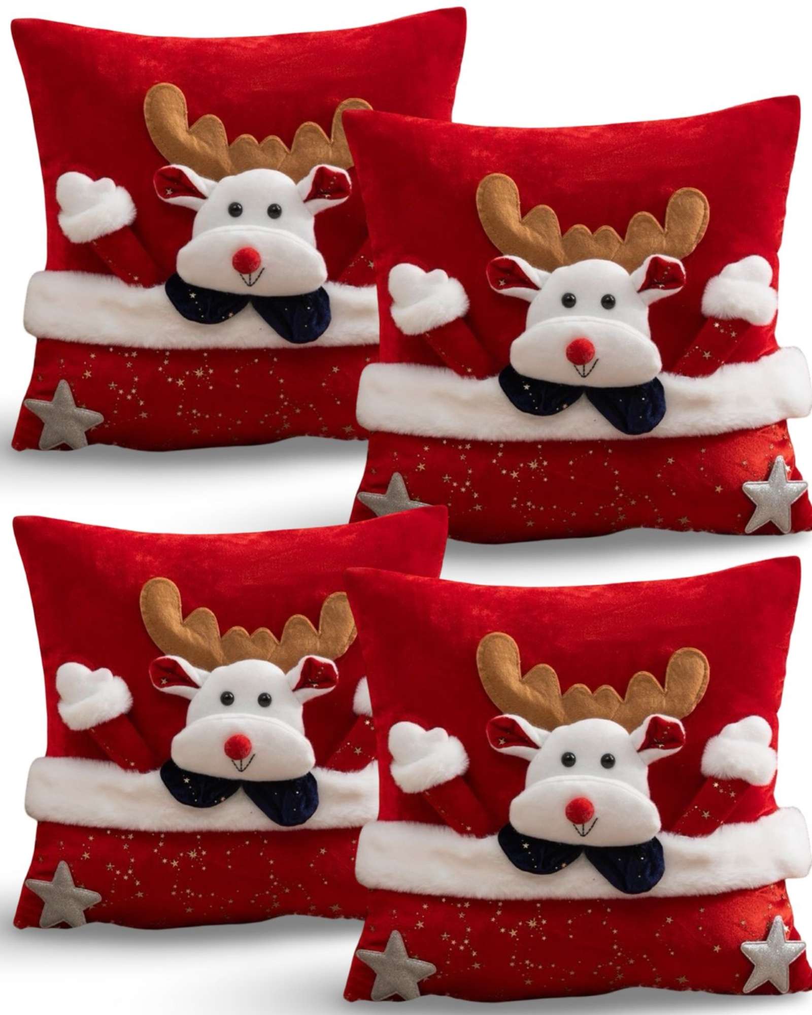 JUEGO DE 4 FUNDAS DE COJIN PARA NAVIDAD 3D   B15 - 1