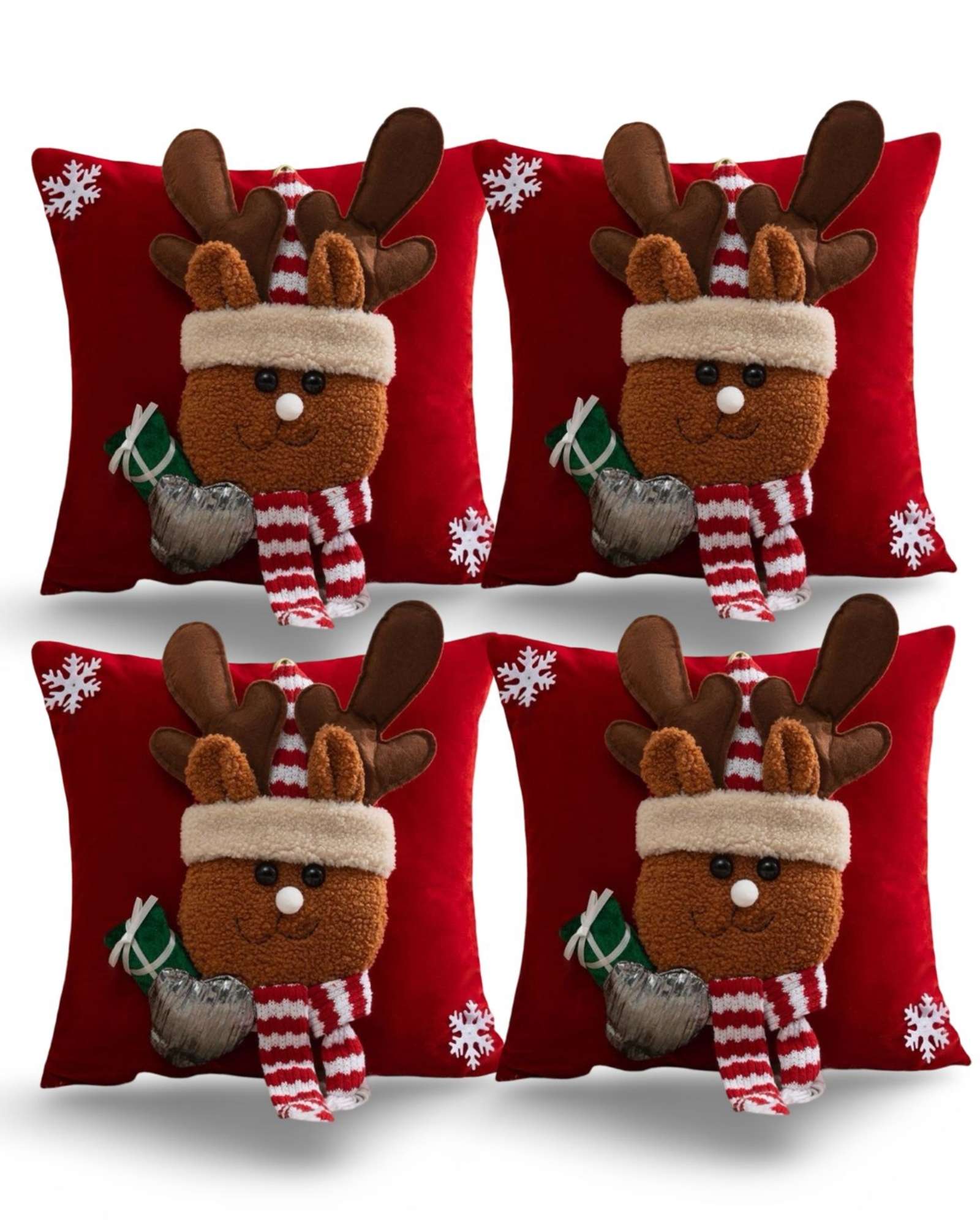 JUEGO DE 4 FUNDAS DE COJIN PARA NAVIDAD 3D   B1 - 2