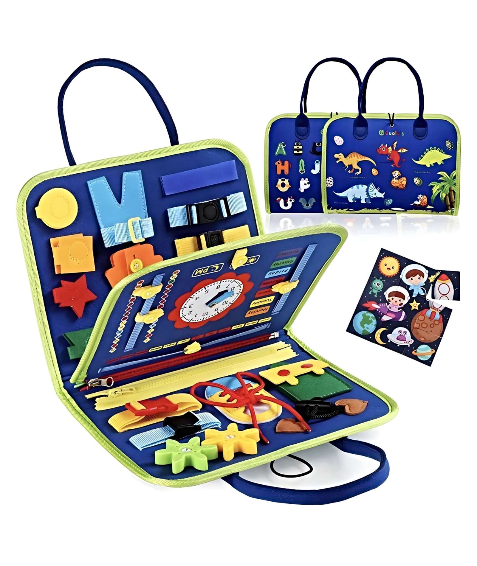 TABLERO SENSORIALES INTERACTIVO MONTESSORI JUEGO EDUCATIVO AZUL - 1