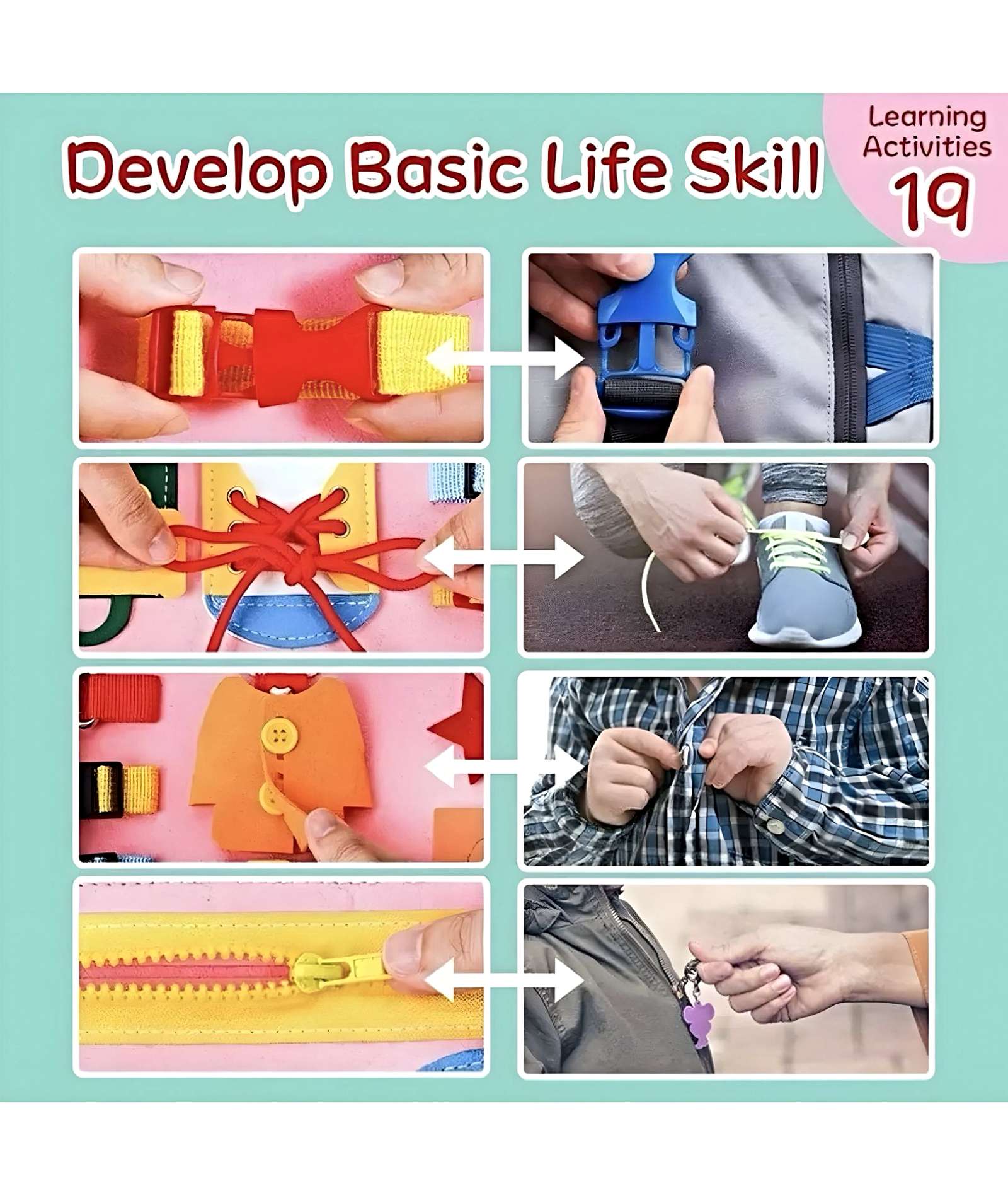 TABLERO SENSORIALES INTERACTIVO MONTESSORI JUEGO EDUCATIVO AZUL - 4