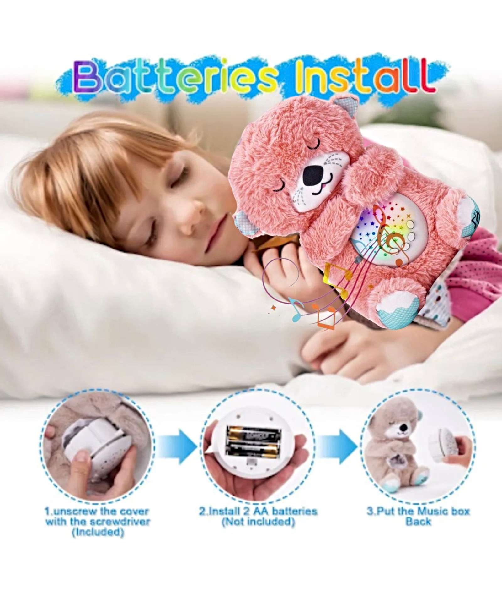 PELUCHE ESPANTACUCO NUTRIA PARA BEBES O NIÑOS ROSA - 2