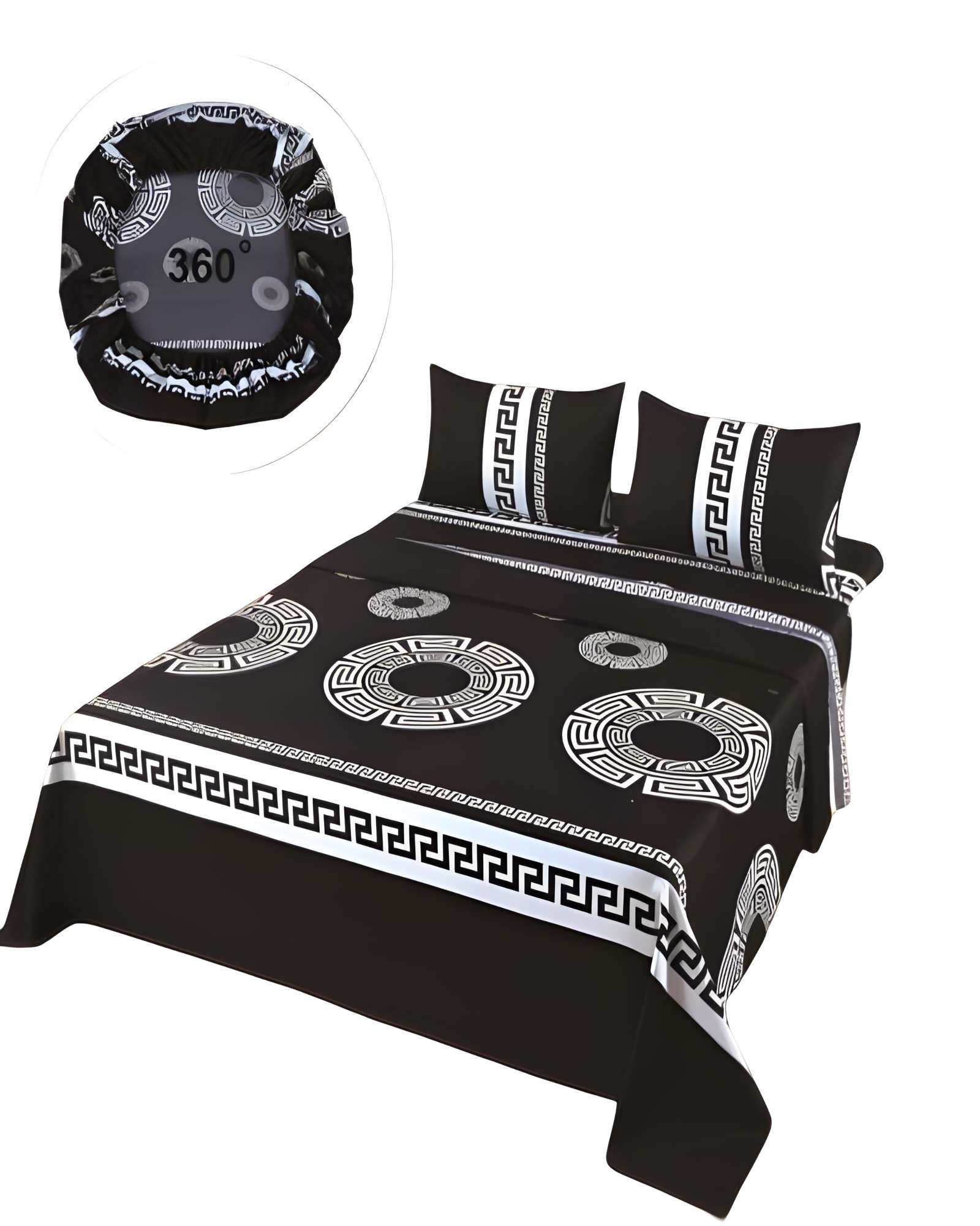 JUEGO DE SABANAS DISEÑO ESTAMPADAS 2 PLAZAS NEGRO2 - 1