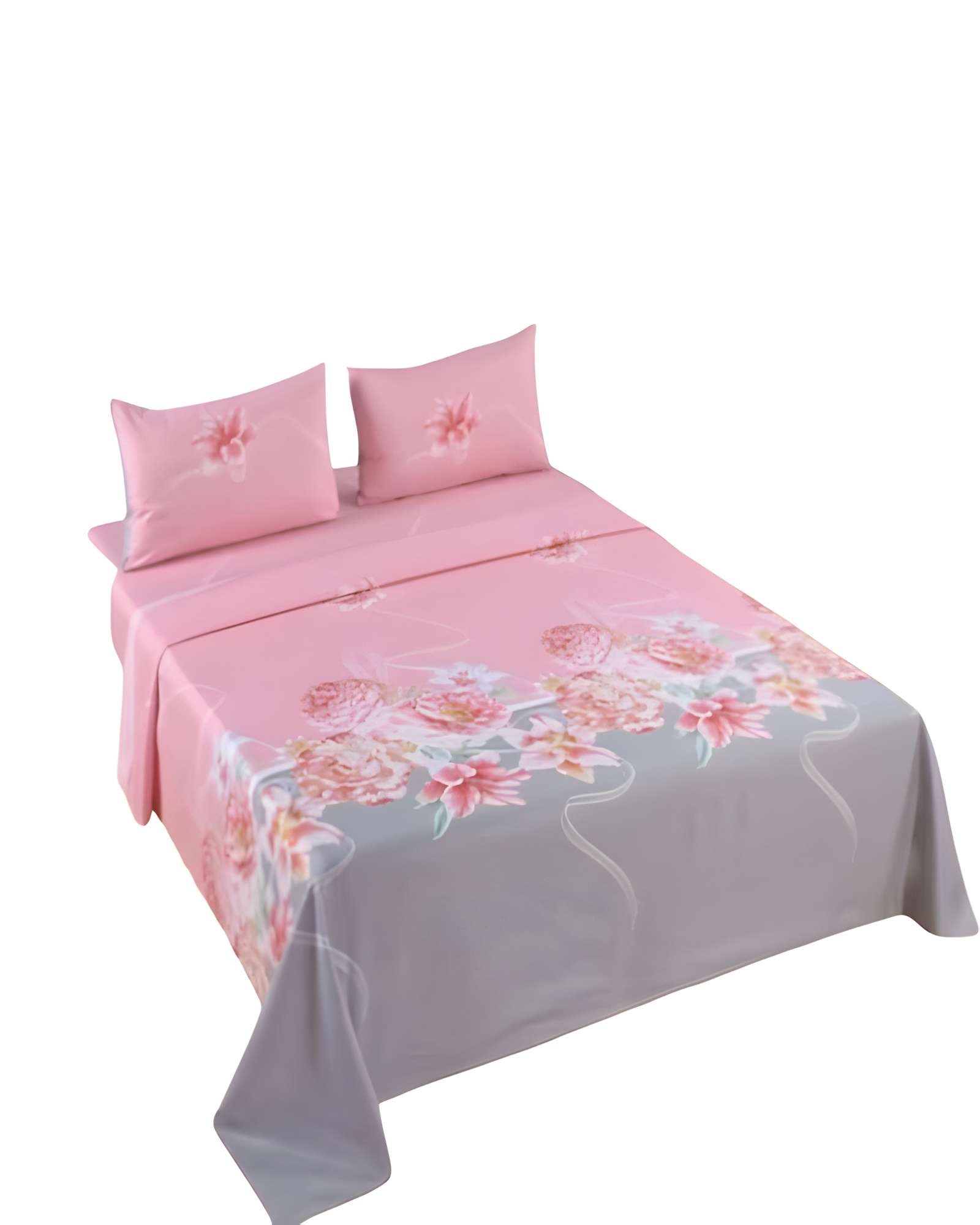 JUEGO DE SABANAS DISEÑO ESTAMPADAS 2 PLAZAS ROSADO - 2