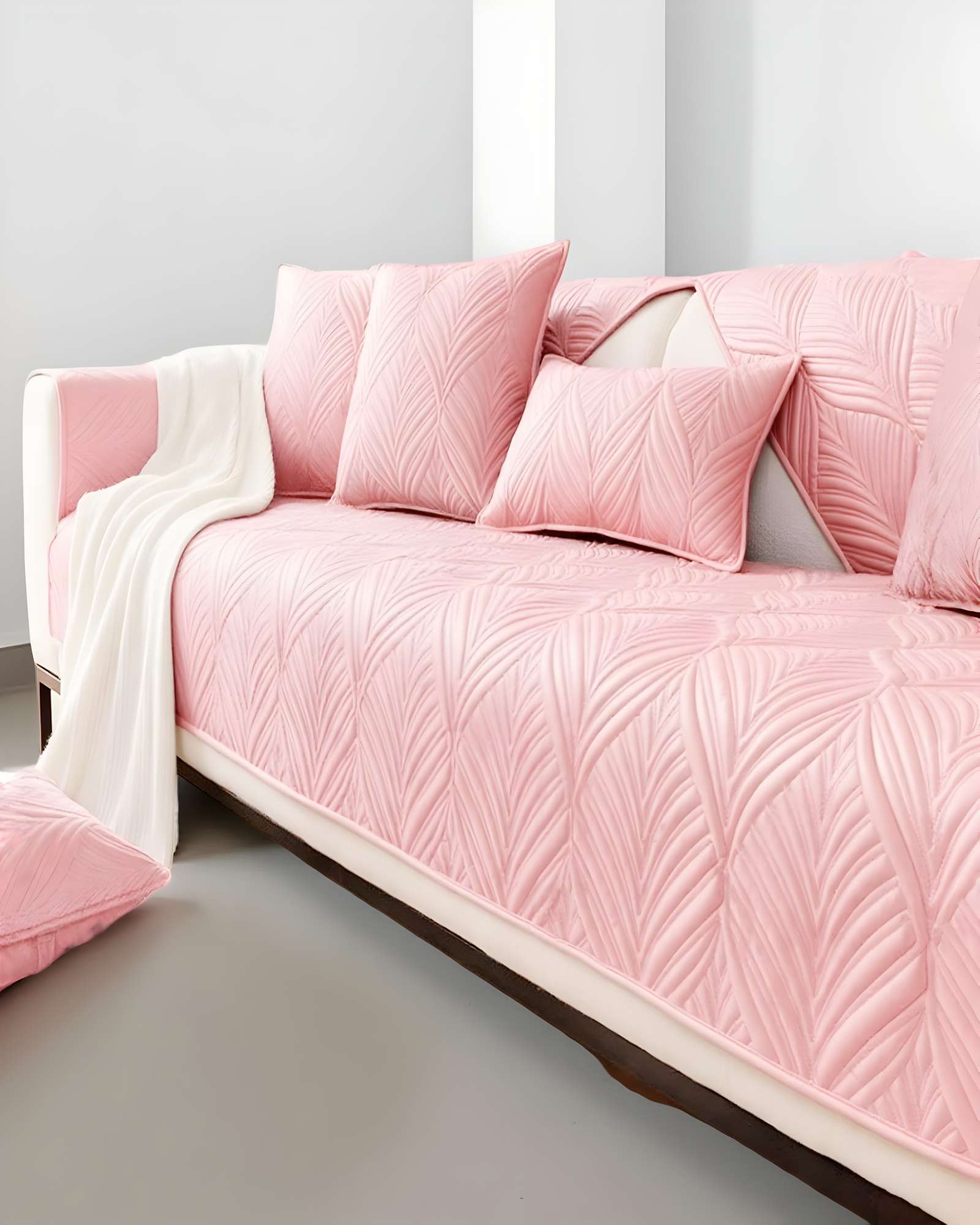 JUEGO DE 5 FUNDAS PARA SOFA CON DISEÑO G3 ROSA - 3