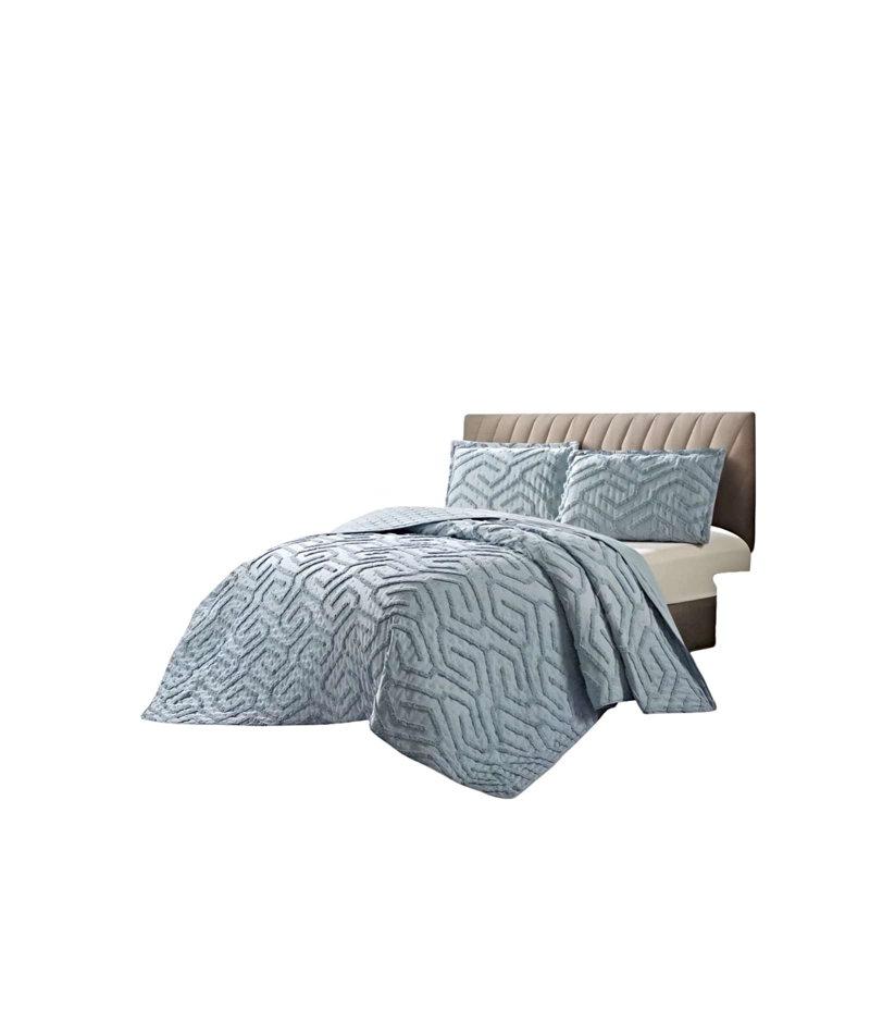 QUILT VERANO DISEÑO TUFTING 2 PLAZAS GRIS CLARO - 2