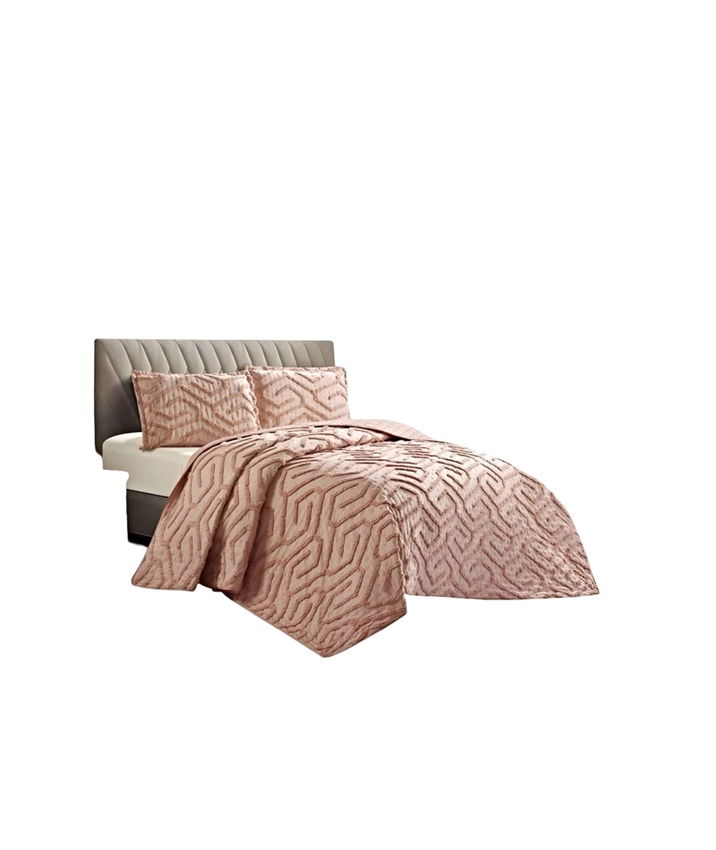 QUILT VERANO DISEÑO TUFTING PLAZA Y MEDIA ROSADO - 1