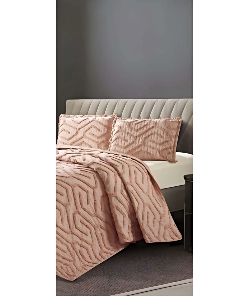 QUILT VERANO DISEÑO TUFTING PLAZA Y MEDIA ROSADO - 3