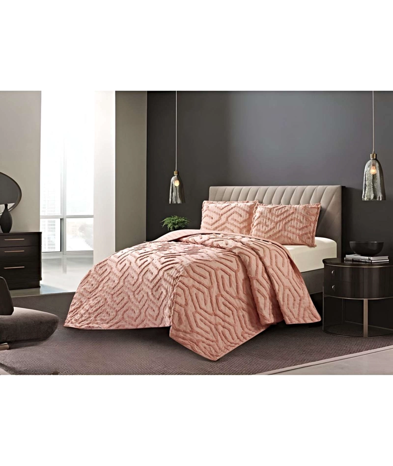 QUILT VERANO DISEÑO TUFTING PLAZA Y MEDIA ROSADO - 4