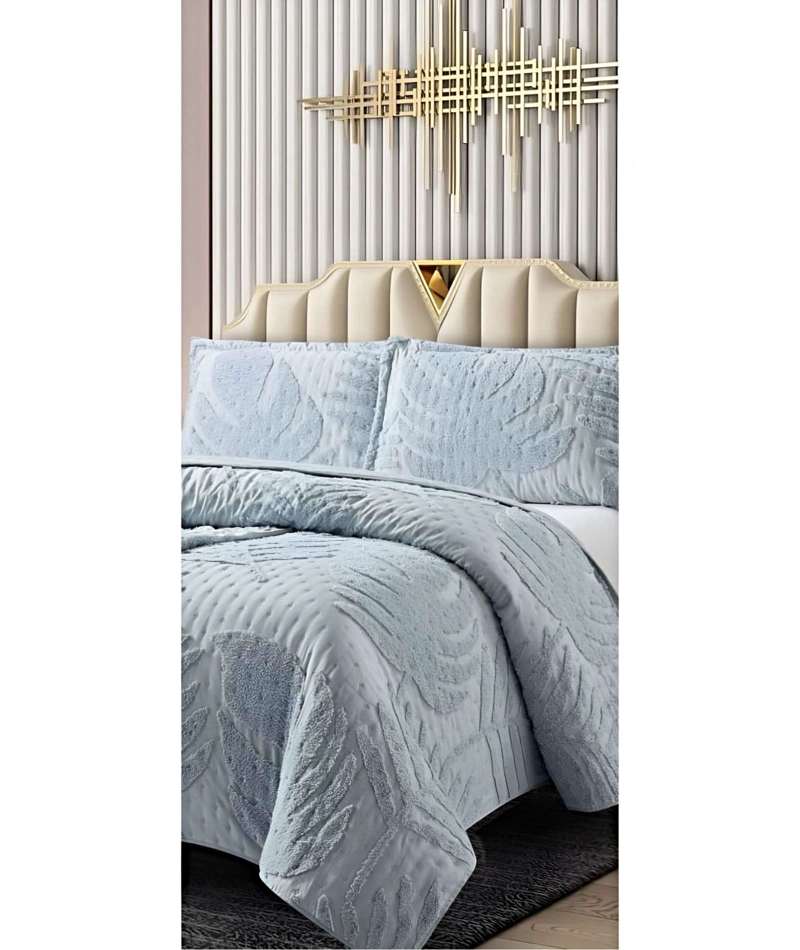 QUILT VERANO DISEÑO HOJA TUFTING 2 PLAZAS GRIS - 3