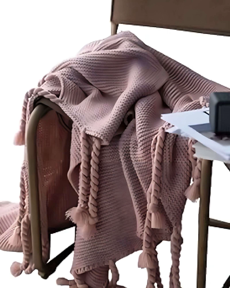 MANTA CHENILLE CON FLECOS DE SOGA DECORATIVA PARA CAMA O SOFA - 3