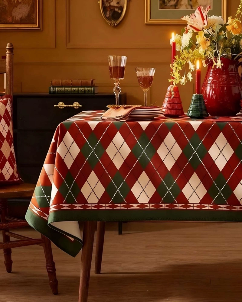 JUEGO MANTEL MAS 6 FUNDAS DE SILLAS ANTIMANCHAS NAVIDEÑO 140X220 - 1