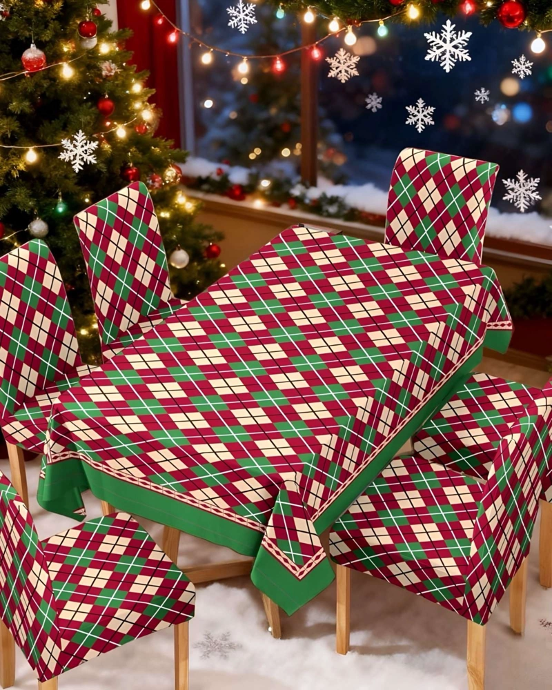 JUEGO MANTEL MAS 6 FUNDAS DE SILLAS ANTIMANCHAS NAVIDEÑO 140X220 - 4