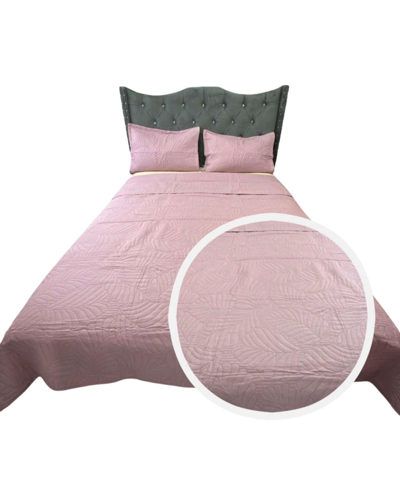 CUBRECAMA QUILT DE LUJO VERANO PLAZA Y MEDIA ROSA - 2
