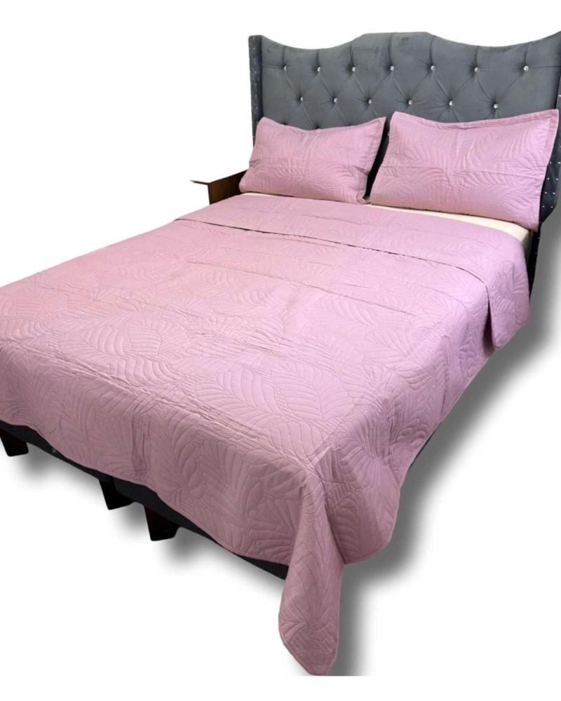 CUBRECAMA QUILT DE LUJO VERANO PLAZA Y MEDIA ROSA - 3