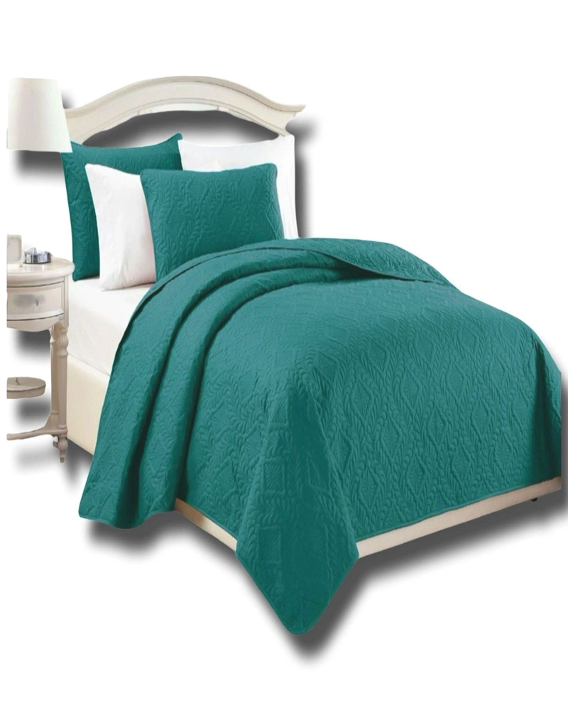 COLCHA ELEGANTE  QUILT VERANO 2 PLAZA TURQUESA - 1